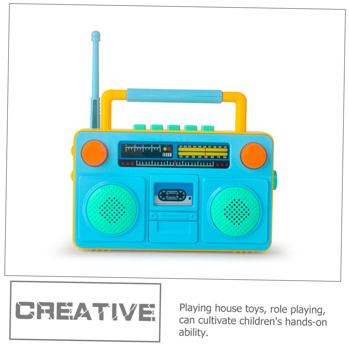 Vintage Analog Pretend Play Radio Toy for Kids - Interactive Puzzle & Riddles Learning Game, Cartoon ABS Blue - Perfect for Imaginative Play & Early Childhood Development