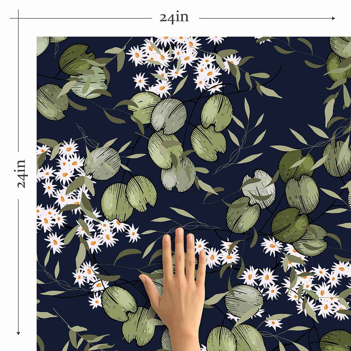 Blue Leaf Peel and Stick Removable Wallpaper 6976 - Self-Adhesive Wall Decor for Bedroom, Living Room, Nursery - Easy to Install & Remove - Waterproof Vinyl Wallpaper for Home Renovation