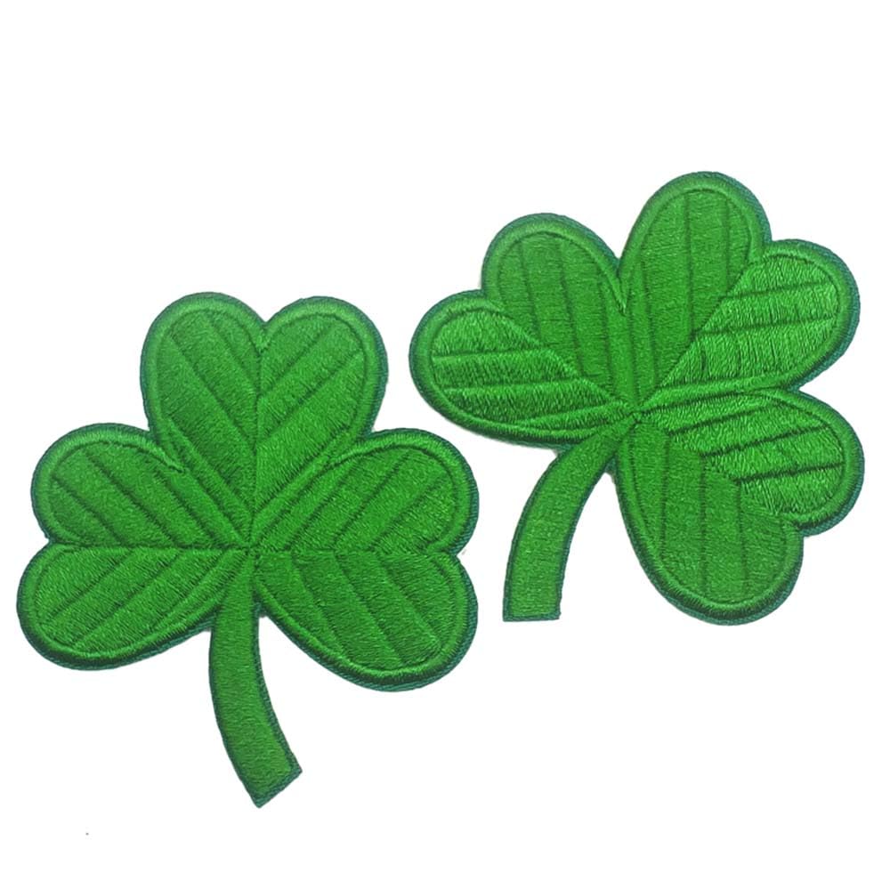 2PCS Iron On Patches - Embroidered Irish Shamrock Clover Applique for St. Patrick's Day | DIY Sew On Badges for Backpacks, Jeans, Jackets & Clothing | Perfect for Festival Outfits & DIY Crafts