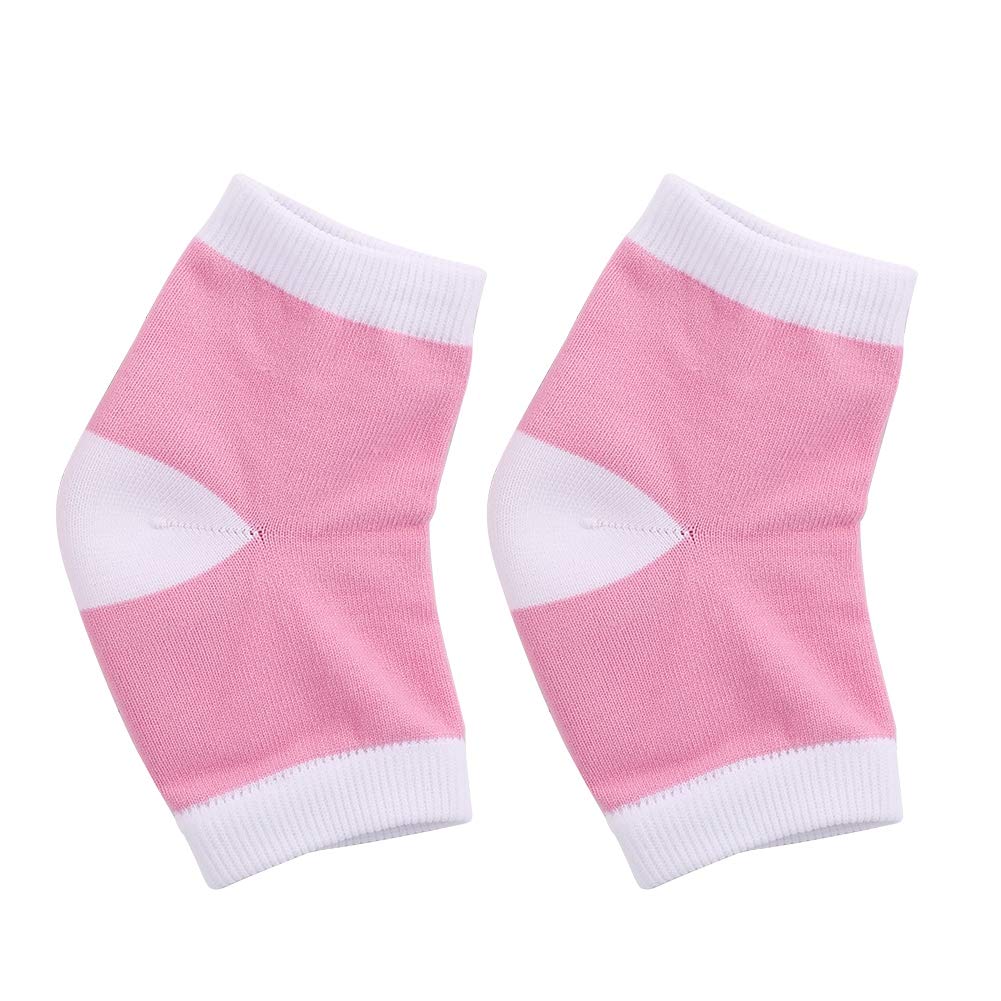 Moisturizing Gel Heel Socks for Dry Cracked Heels - 2 Pack Washable Open Toe Spa Socks for Pedicure & Foot Care - Soft Heel Protection Socks (Pink) - Perfect for Nighttime Foot Treatment & Relaxation at Home