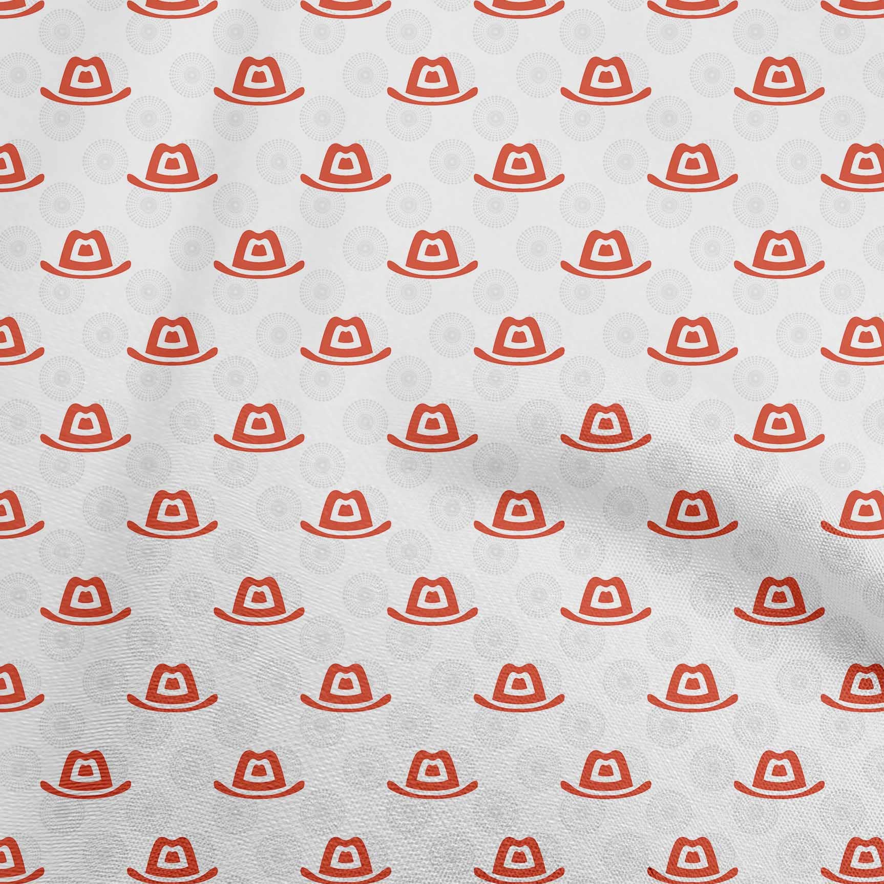oneOone Rayon Red Fabric for Kids Cowboy Hat - 56 Inch Wide Printed DIY Sewing Material by The Yard | Perfect for Western Costumes, Dress-Up Play & Craft Projects