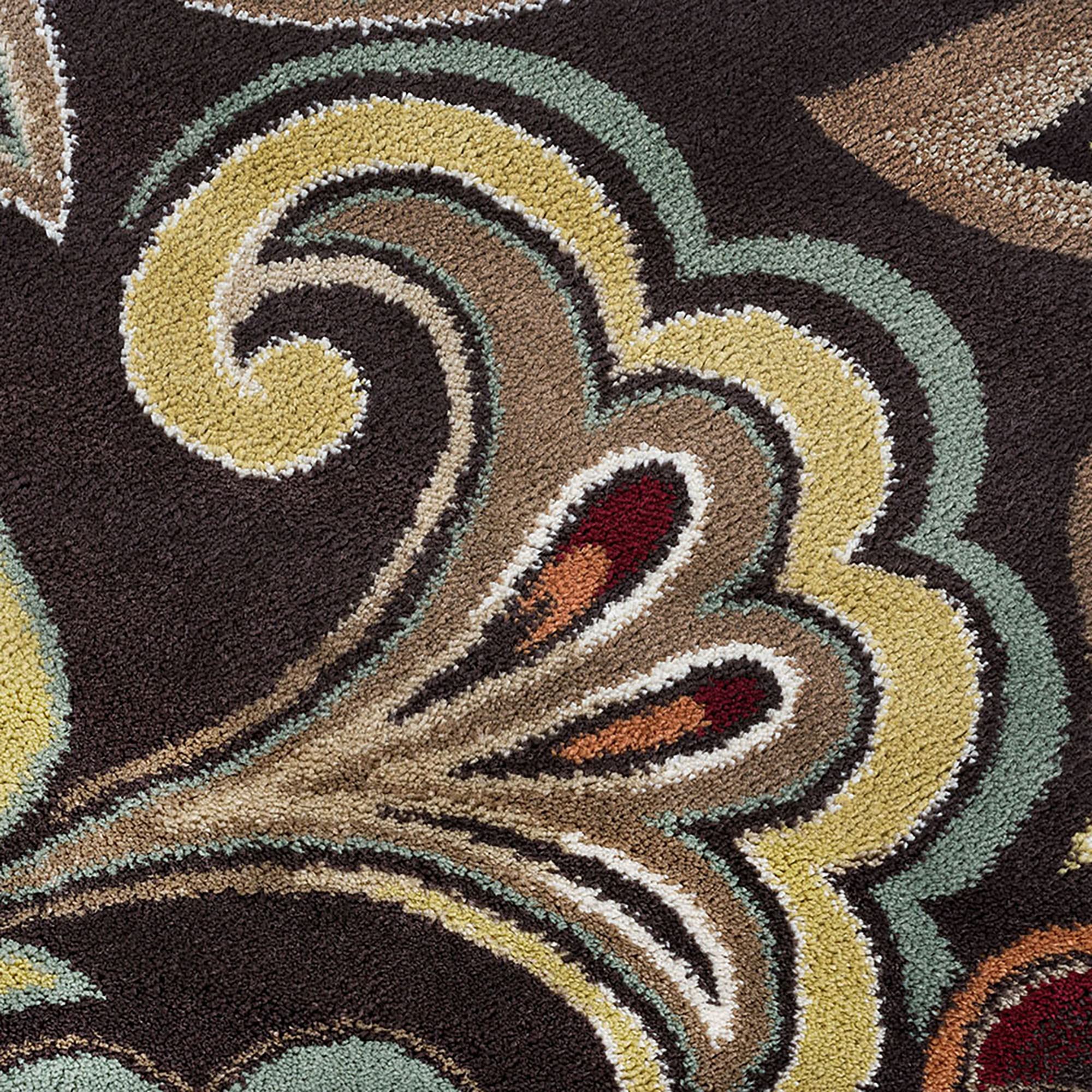 Stylish Dilek Transitional Floral Brown 3-Piece Area Rug Set - Soft Non-Slip Living Room Carpet for Bedroom, Dining Room & Home Decor