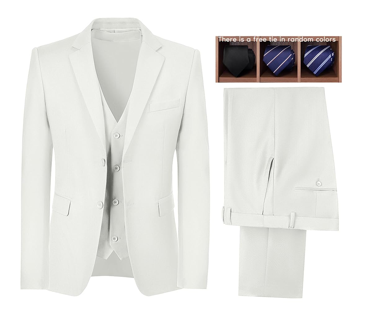 3-Piece Slim Fit Men's Suit Set - Notched Lapel Wedding Tuxedo for Groomsmen | Formal Prom Jacket, Pants & Vest | Perfect for Weddings, Business & Special Occasions