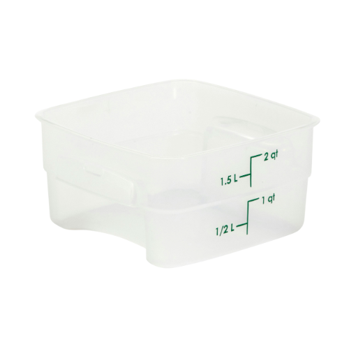 Cambro CamSquare 2 Quart Food Storage Container with Green Graduation - Set of 6 Translucent BPA-Free Plastic Containers for Restaurant, Catering & Meal Prep