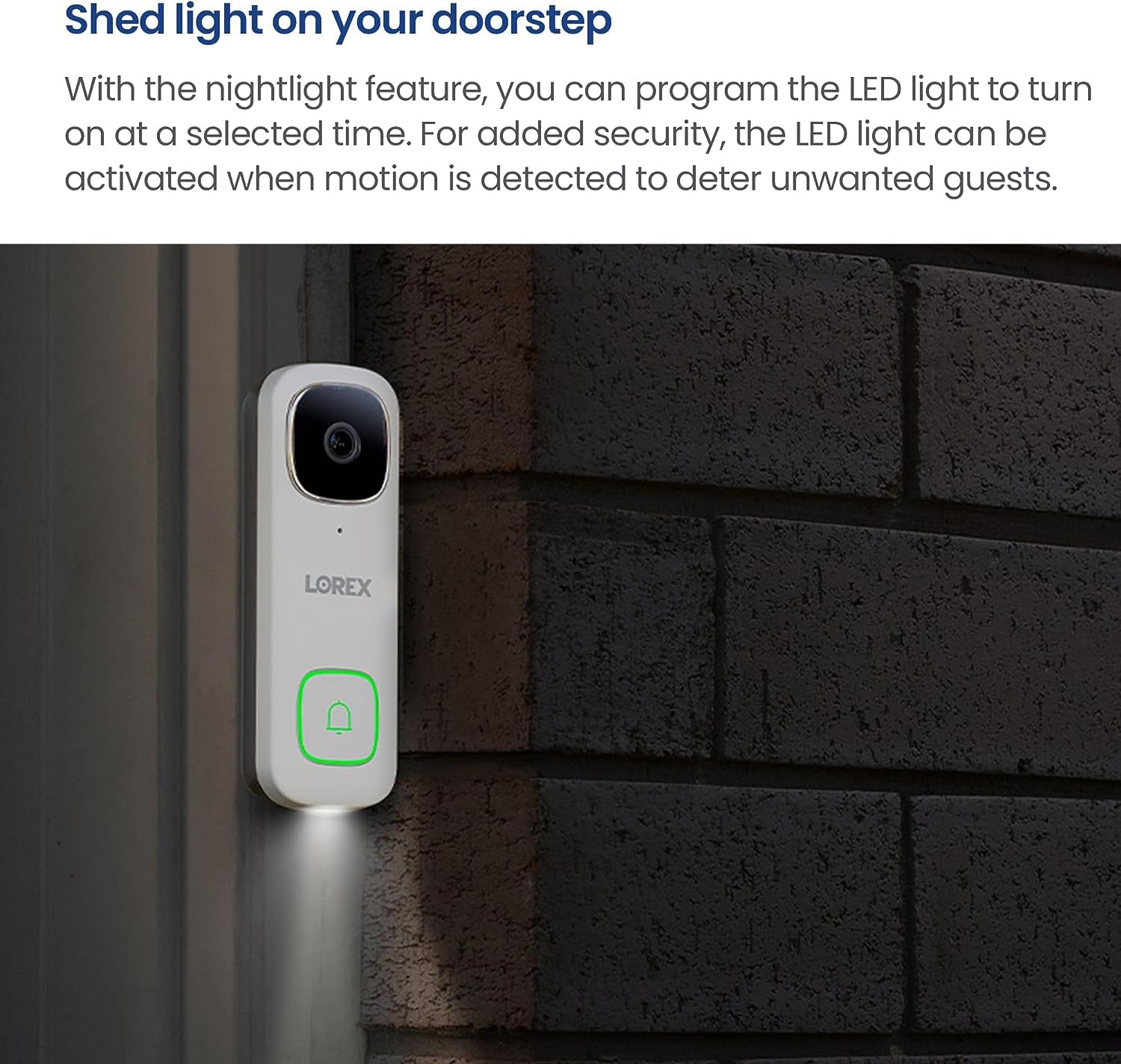 Lorex 2K WiFi Video Doorbell - Wired Outdoor Security Camera with Night Vision & Motion Detection - Compatible with 16-24VAC Doorbell Wiring (White) - Perfect for Home Surveillance, Front Door Protection & Smart Home Security