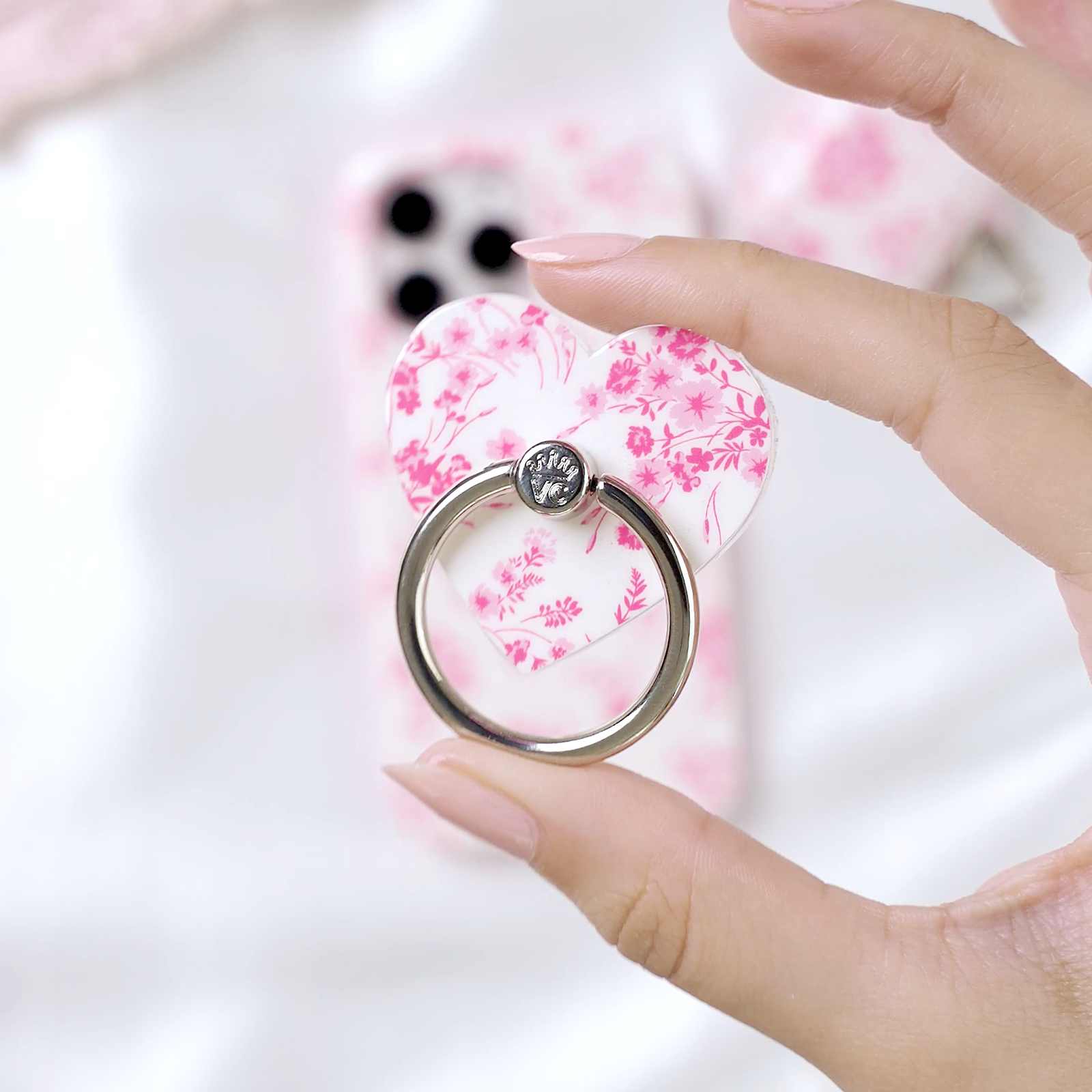 French Rose Floral Phone Ring Holder - Elegant Grip Stand for Smartphones - Perfect for Selfies, Videos & Hands-Free Use at Home, Work or Travel