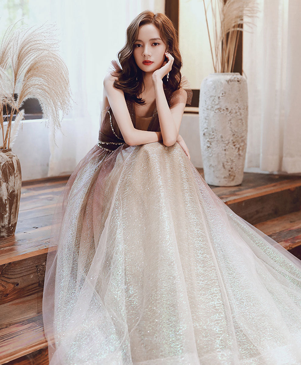 Elegant A-Line Tulle Sequin Long Prom Dress for Women - Sparkling Formal Gown for Homecoming, Evening Party & Special Occasions
