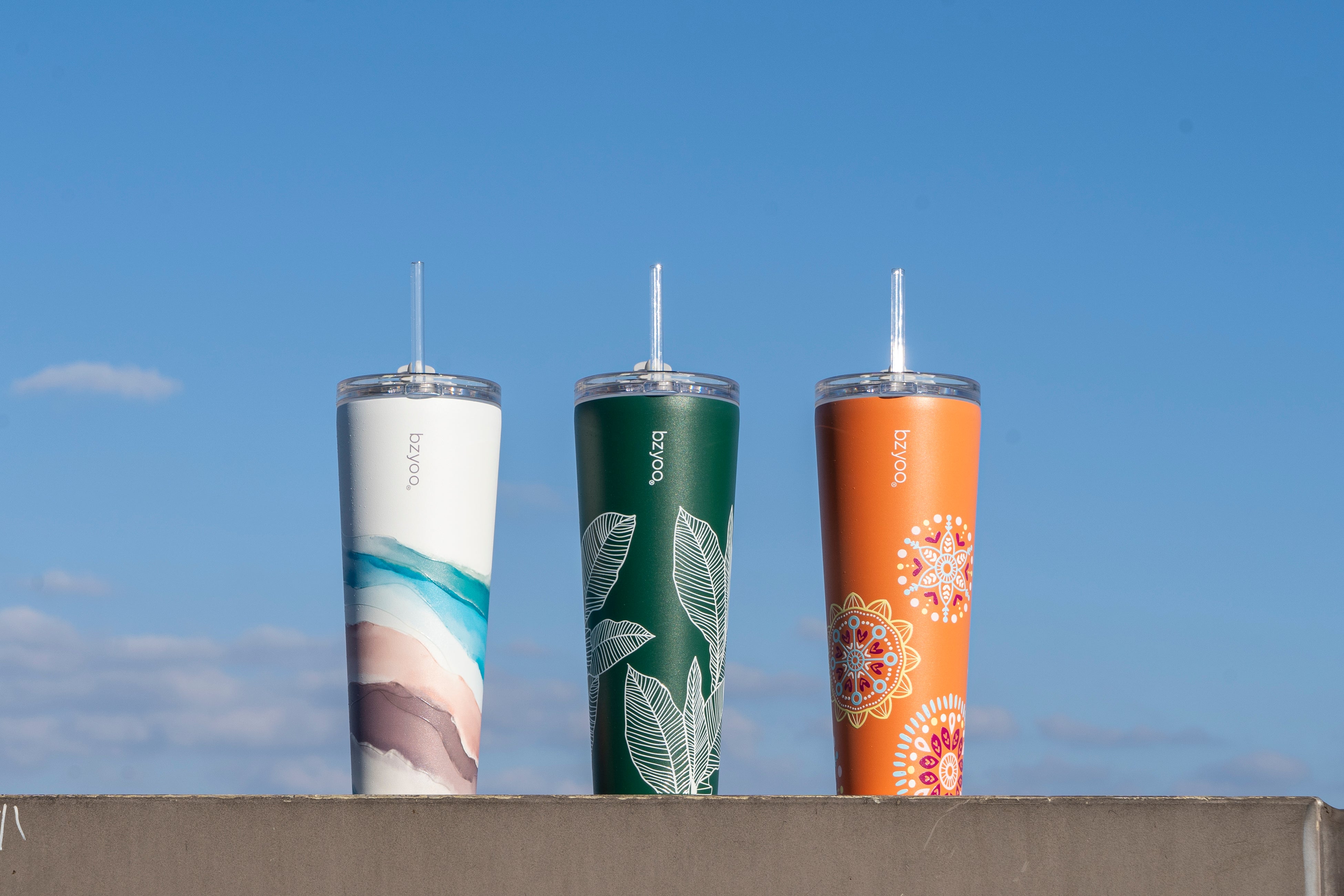 24oz Double Wall Vacuum Insulated Stainless Steel Tumbler with Straw Lid - Ink Landscape Design | Leakproof & Sweatproof | Perfect for Hiking, Camping & Outdoor Activities