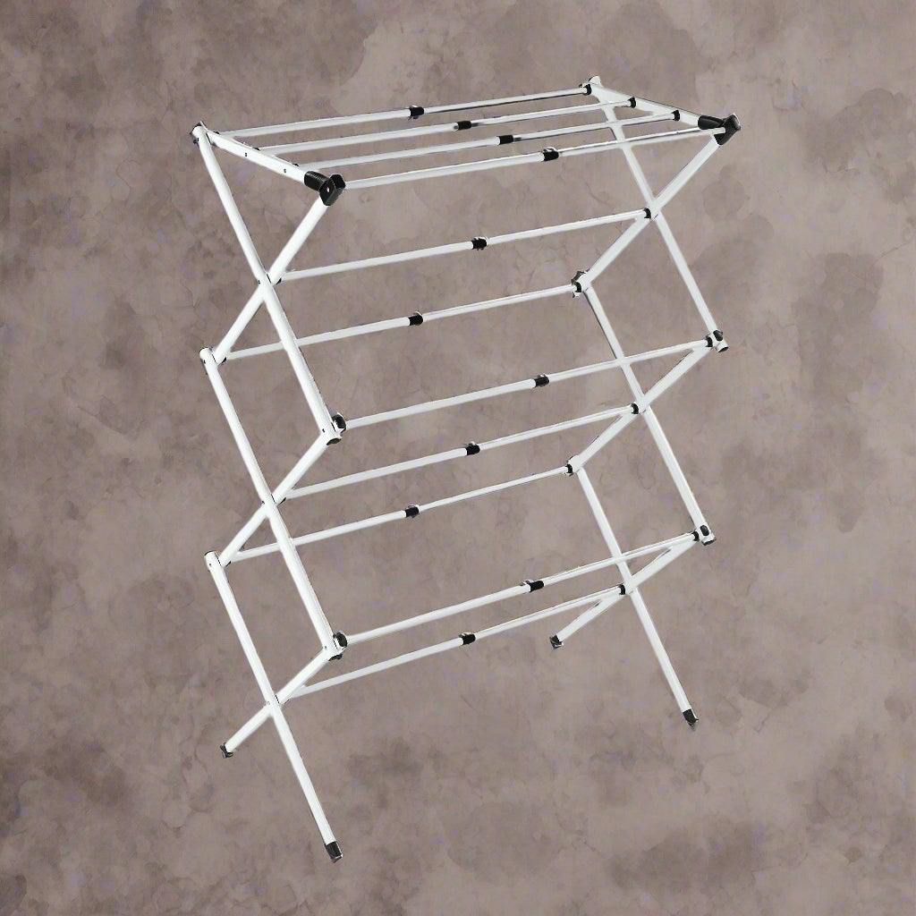 3 Tier Foldable Clothes Drying Rack - Space Saving Expandable Steel Laundry Stand for Small Apartments & Homes | Indoor/Outdoor Garment Organizer for Socks, Underwear & Delicates | SKU: AMETR51