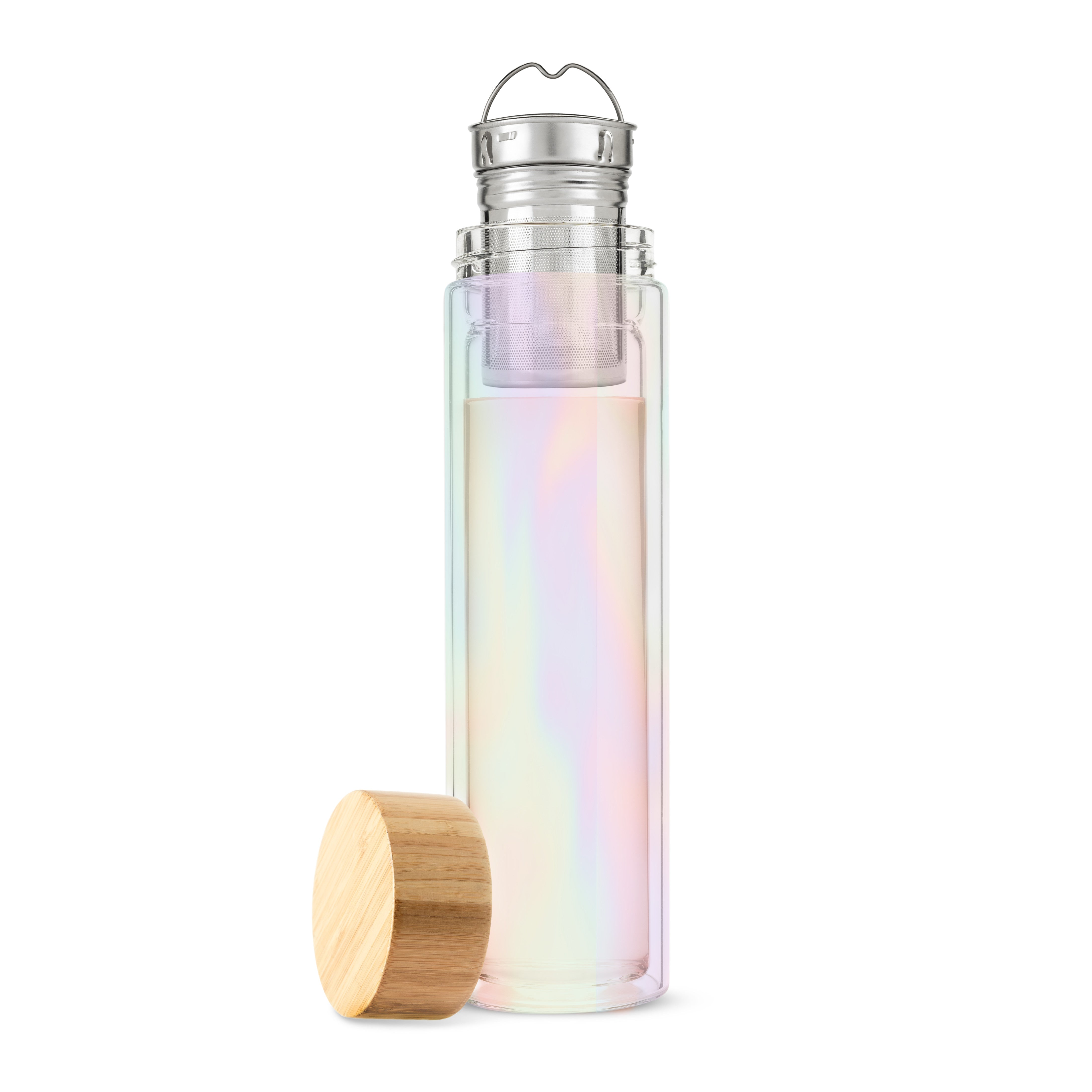 Blair Iridescent Glass Travel Infuser Mug - 16oz Leak-Proof Tea & Coffee Tumbler with Stainless Steel Filter, Perfect for Office, Gym & Outdoor Adventures