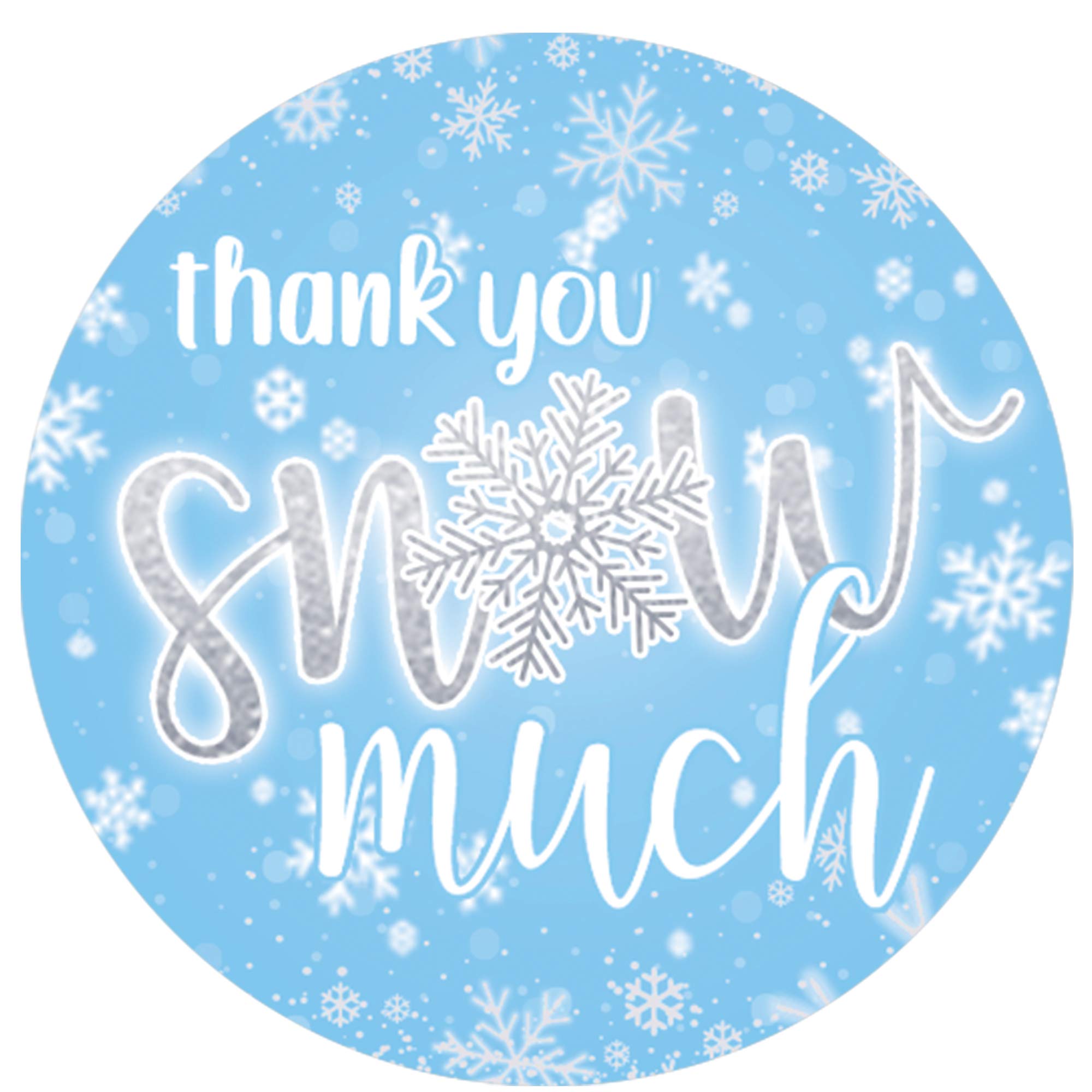 Blue Snowflake 'Thank You Snow Much' Stickers - Winter Onederland 1st Birthday Party Favors (40 Count) - Perfect for Baby Shower Gifts, Winter Party Decorations & Holiday Thank You Cards