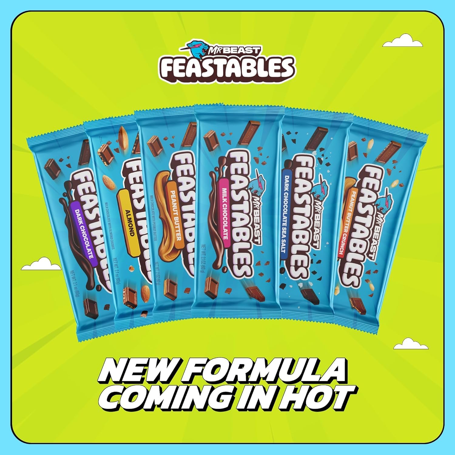 Feastables Beast Games Chocolate Bar Variety Pack - Milk Chocolate, Crunch & Peanut Butter (1.24oz/35g, 12 Count) | Perfect for Parties, Gifts & Snacking