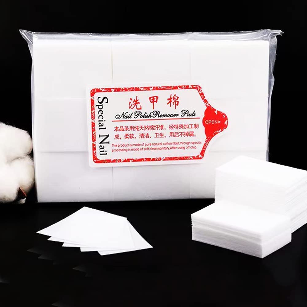 ALVRIO 1000 Pcs Lint-Free Nail Cotton Pads - Gel Polish Remover, Eyelash Extension Glue Cleaning Wipes for Nail Art & Manicures | Soft & Absorbent for Salon & Home Use