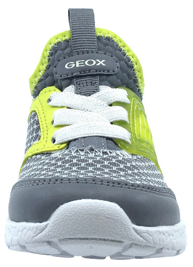 GEOX Boys' Sveth Elastic Lace Slip-On Sneakers - Comfortable Grey & Yellow Casual Shoes for School, Play & Everyday Wear