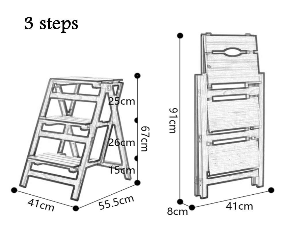 Foldable Wooden Step Stool with 3 Steps - 150kg Weight Capacity, Multi-Functional Ladder for Home, Library, Kitchen, and Office Use - Compact & Space-Saving Design