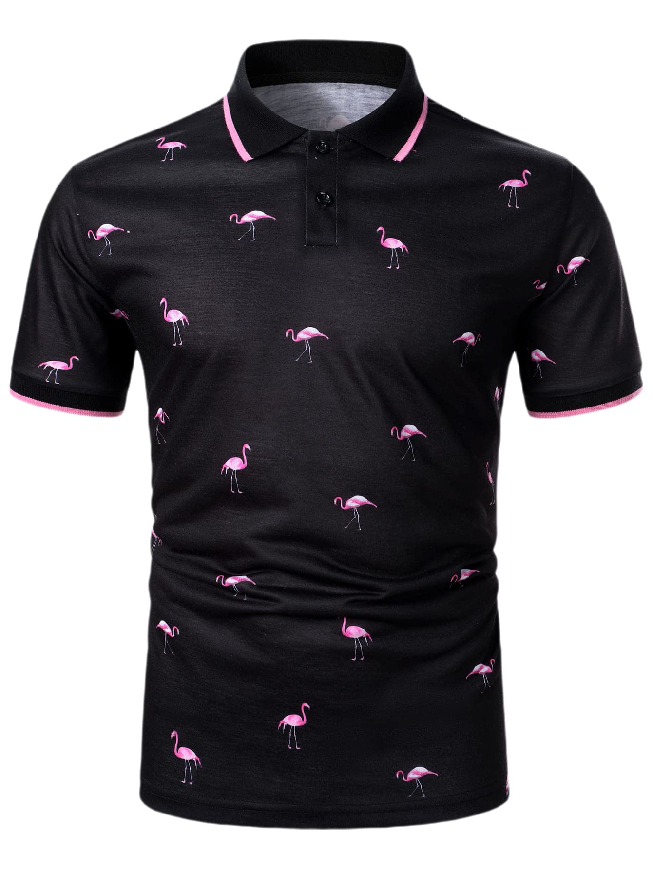 Floerns Men's Casual Short Sleeve Polo Shirt - Contrast Collar Half Placket T-Shirt for Summer | Office Wear, Golf Outfits & Casual Style