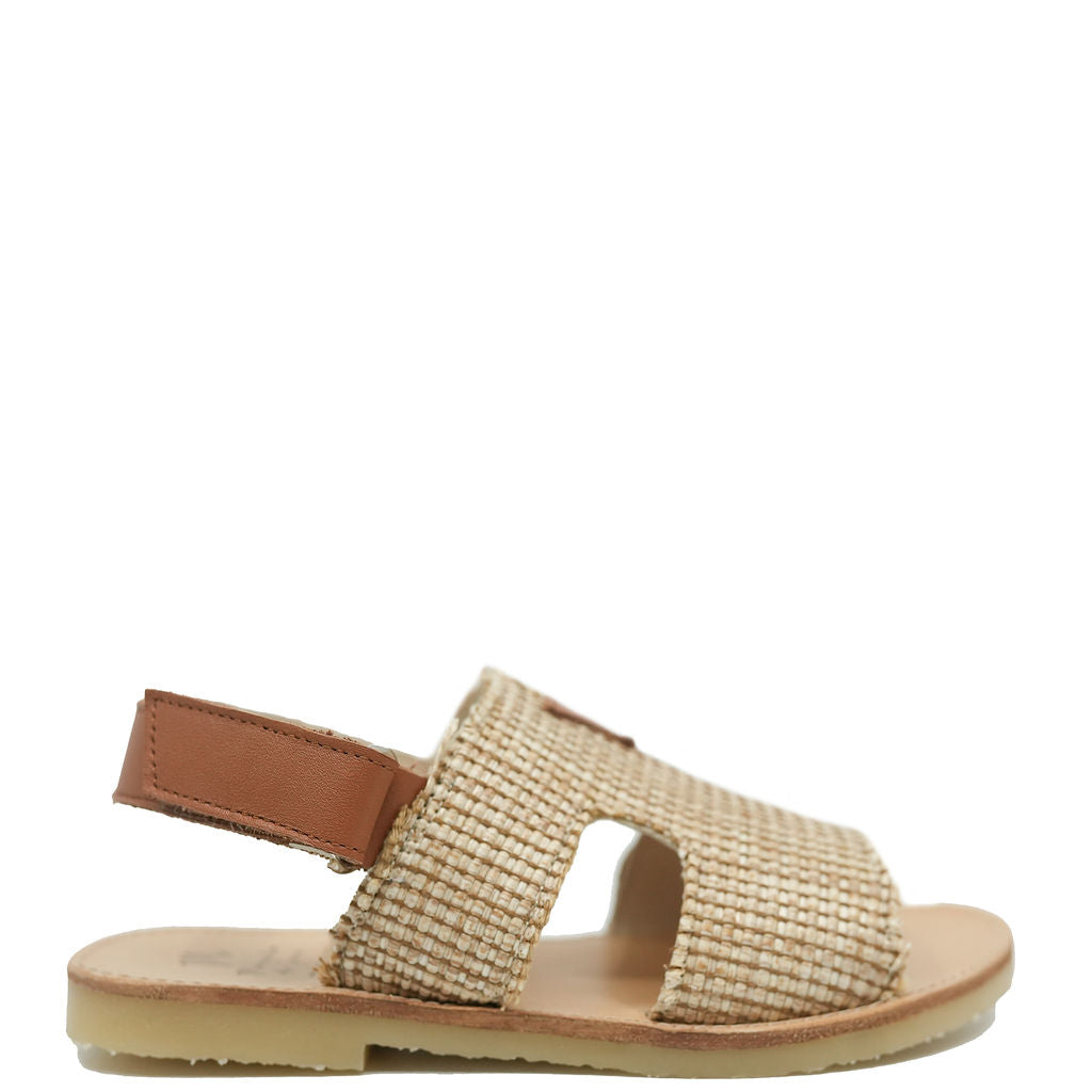 Manuela Beige Rafia Strappy Velcro Sandals for Women - Comfortable Summer Beach Slides with Adjustable Closure | Perfect for Vacation, Poolside, and Casual Outings