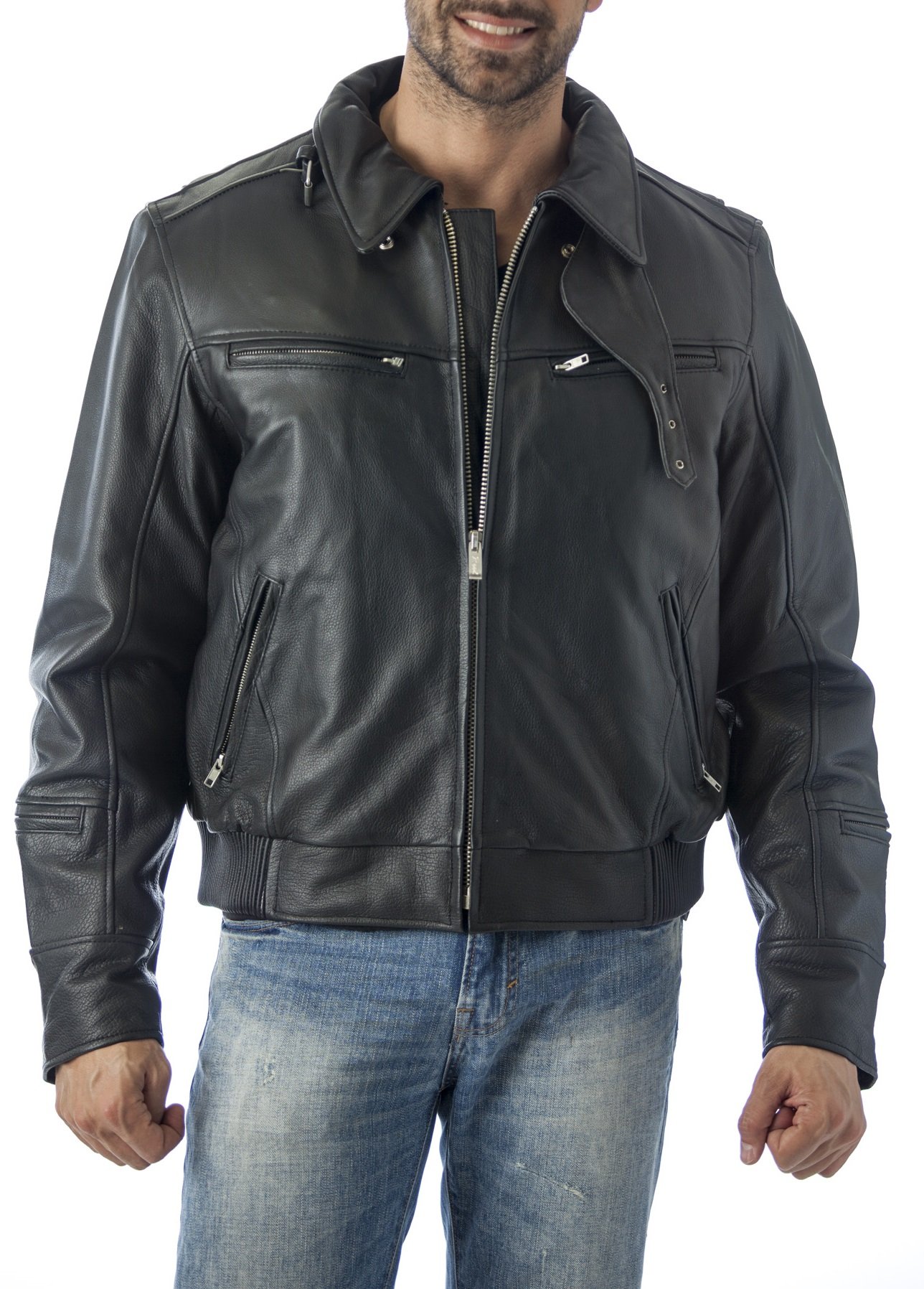 REED Men's Vented Leather Motorcycle Jacket with Biker Neck Warmer - Breathable Riding Jacket for Harley, Cruiser & Street Bikes - Perfect for Commuting, Touring & Adventure Riding