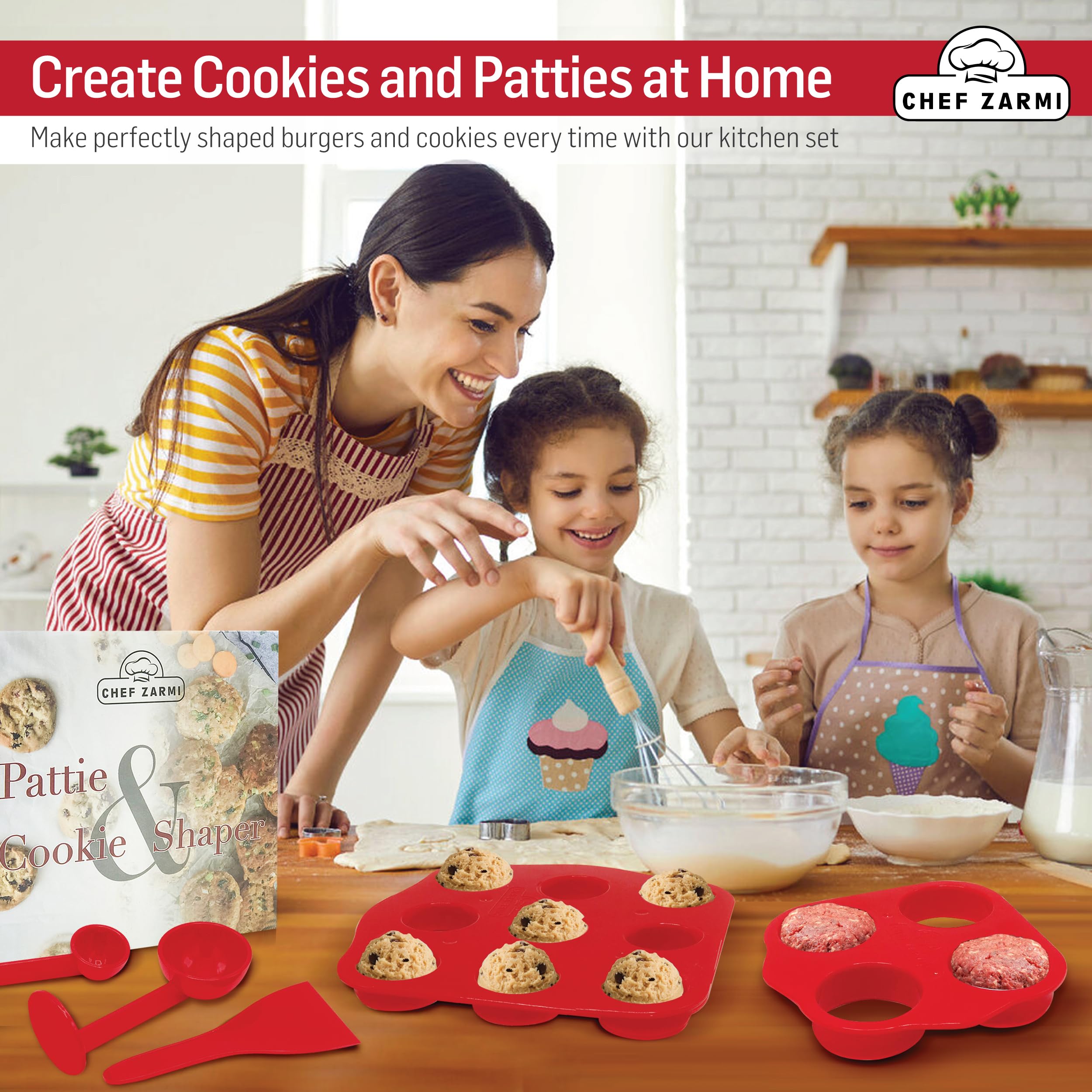 Premium Cookie Press & Patty Maker Set - 3-in-1 Baking Tool for Cookies & Mini Hamburgers - Includes Spatula & Measuring Spoons - Perfect for Holiday Baking, Party Snacks & Home Cooking - Ideal Gift for Bakers & Food Enthusiasts