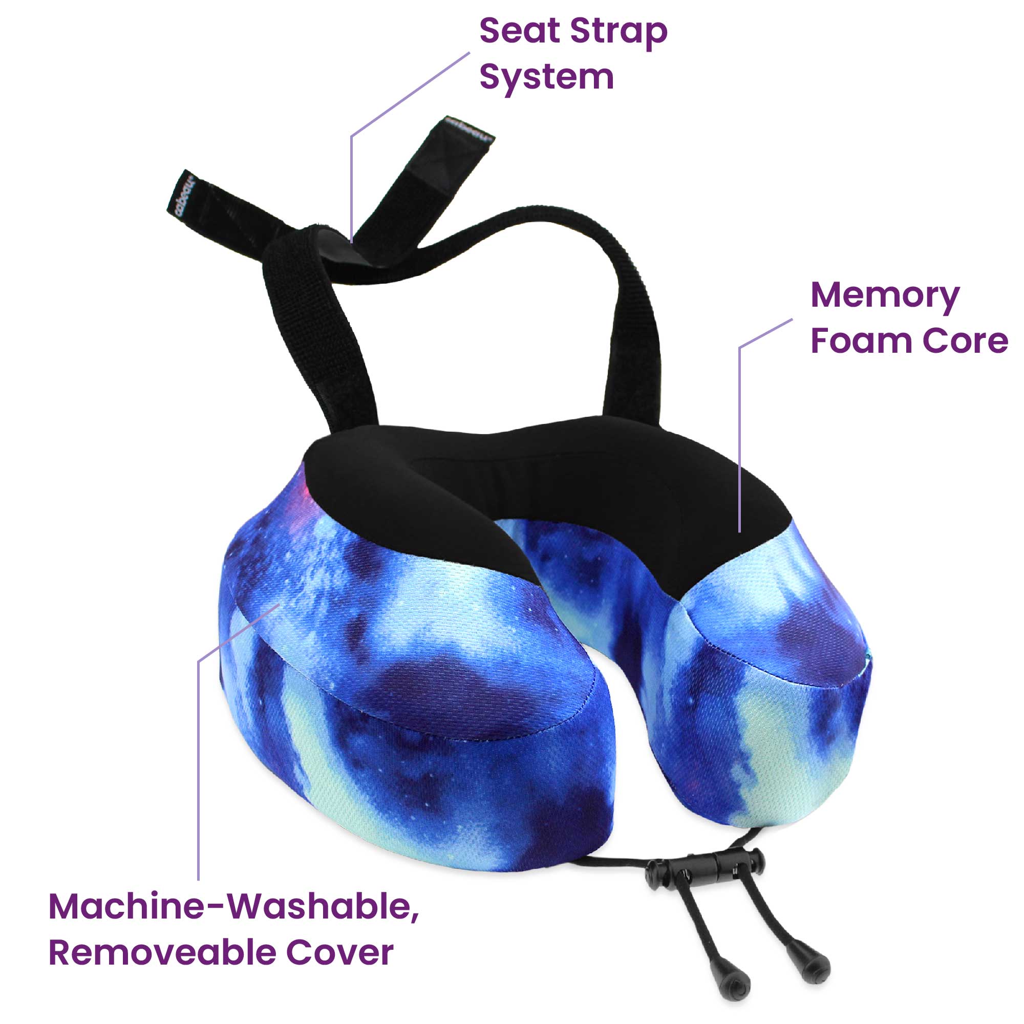 Cabeau Evolution S3 Memory Foam Travel Neck Pillow with Adjustable Seat Strap - Ergonomic Support for Airplane, Car & Office Use - One Size Fits All