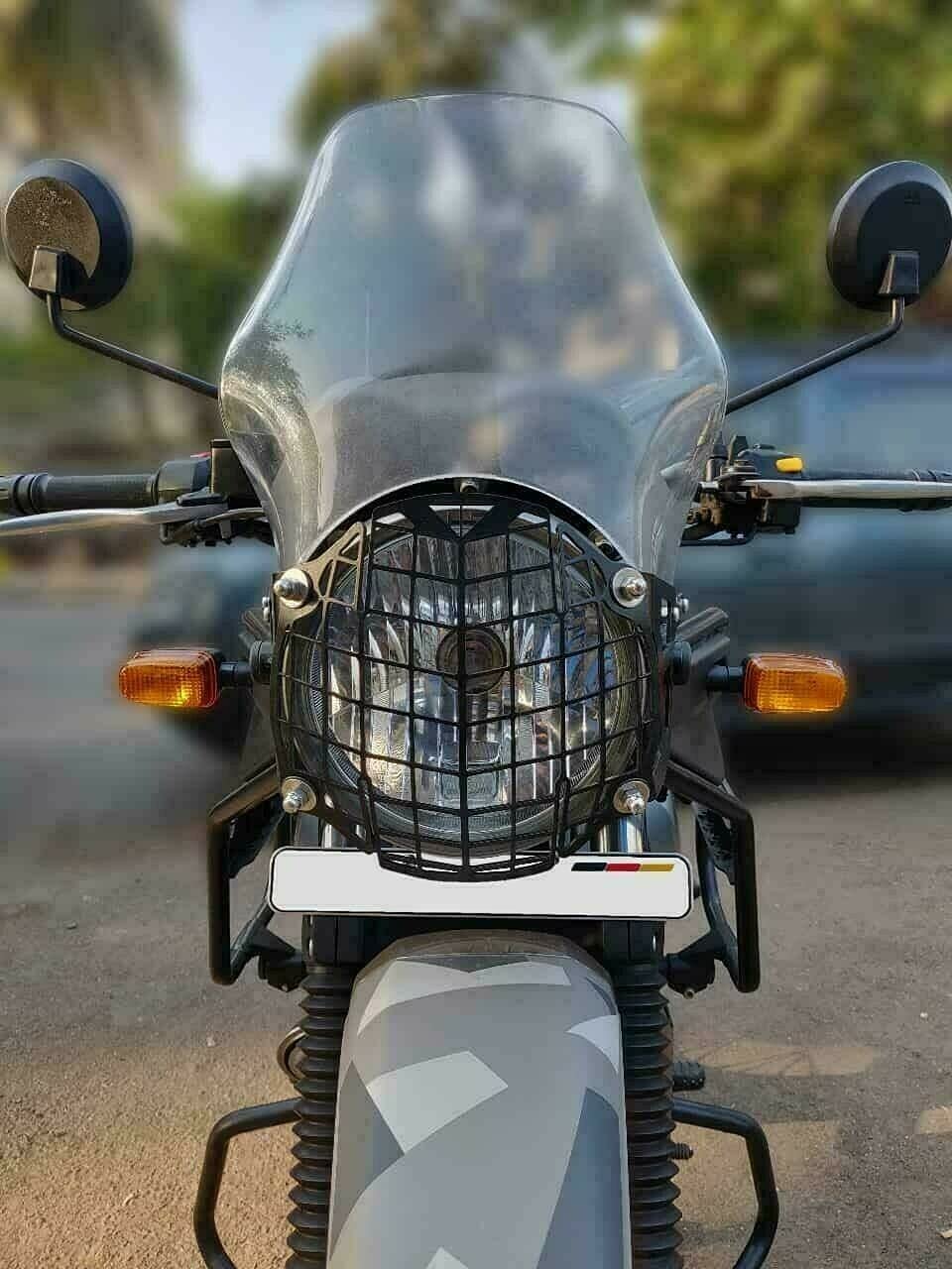Royal Enfield Himalayan 411 Black Powder Coated Headlight Grill - Durable Motorcycle Accessory for Adventure Riding & Off-Road Protection