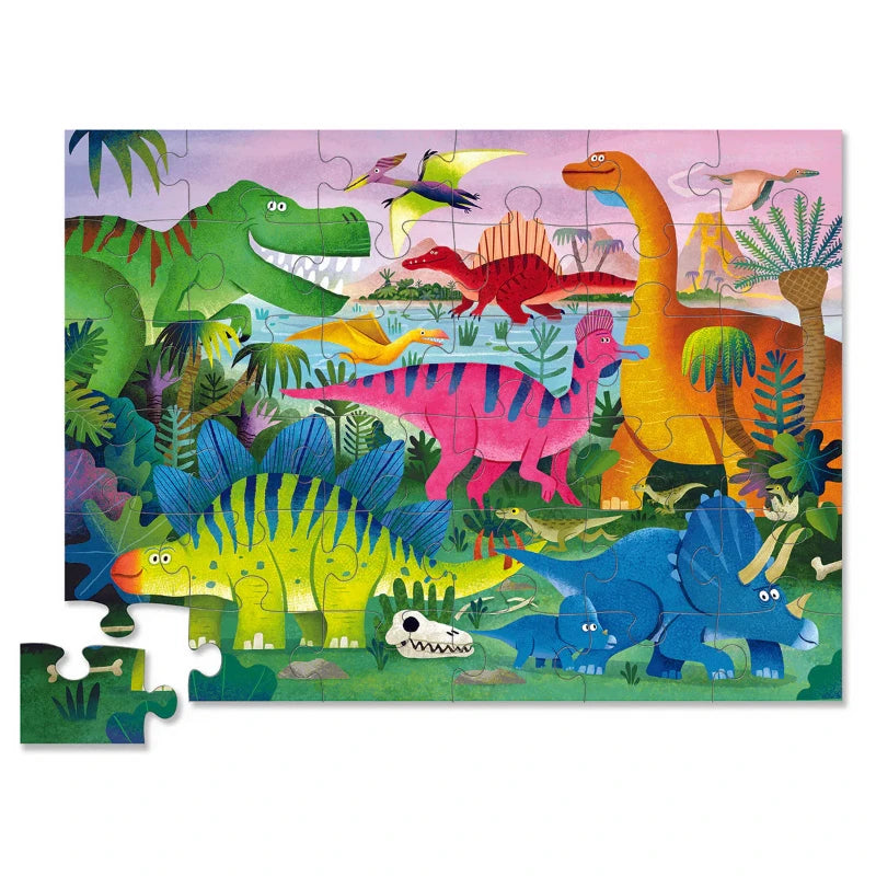 Dino Land 36 Piece Jigsaw Puzzle for Kids - Fun Educational Dinosaur Toy for Ages 3-5, Perfect for Birthday Gifts & Preschool Learning Activities