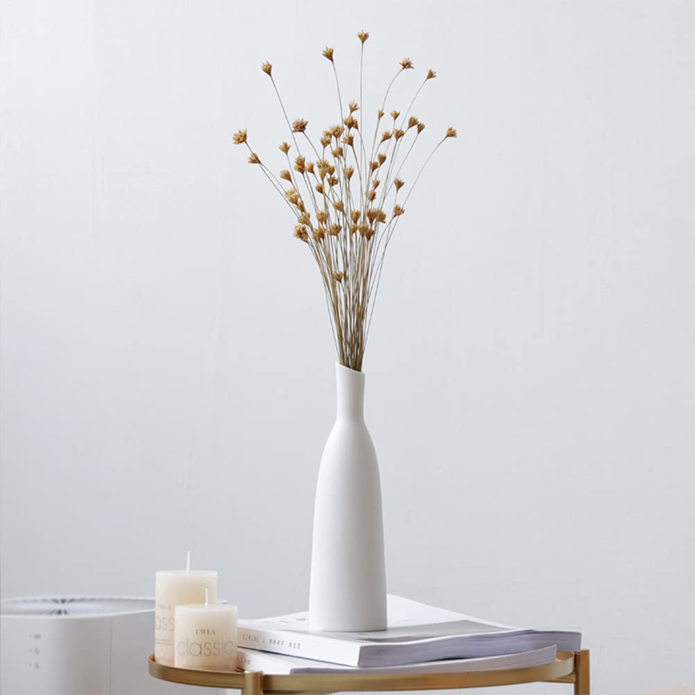 Elegant White Ceramic Flower Vase Set of 2 - Small Decorative Table Centerpieces for Home, Living Room, Office & Wedding Decor | Perfect for Floral Arrangements, Interior Design & Gift Giving