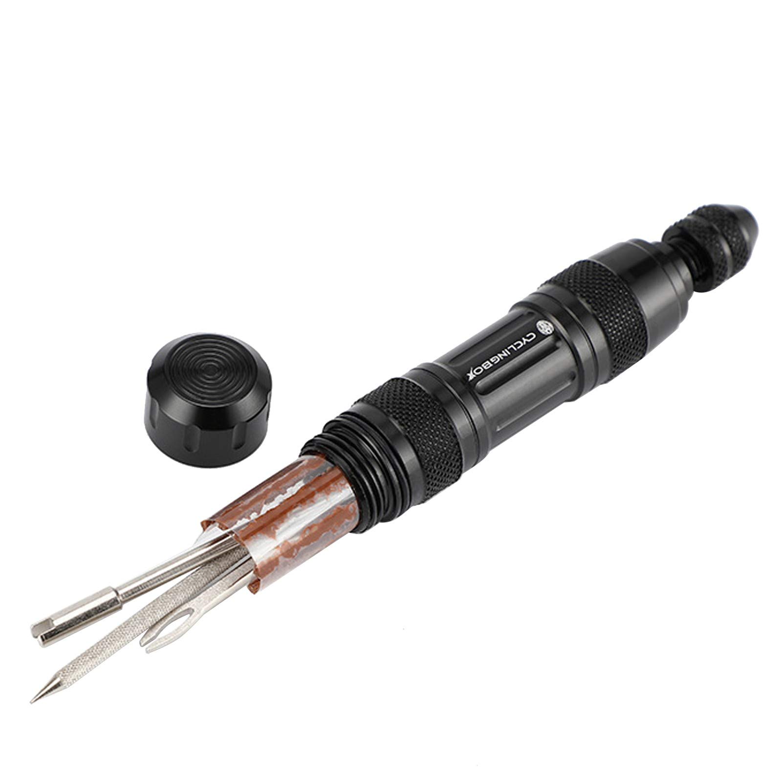 Jolincc Bike Tire Repair Kit - Puncture Repair Tool with Tail Lights for Bicycle & Electric Bike | Includes Tire Patches, Studding Tool & Accessories | Perfect for Youth, Commuters & Outdoor Cycling