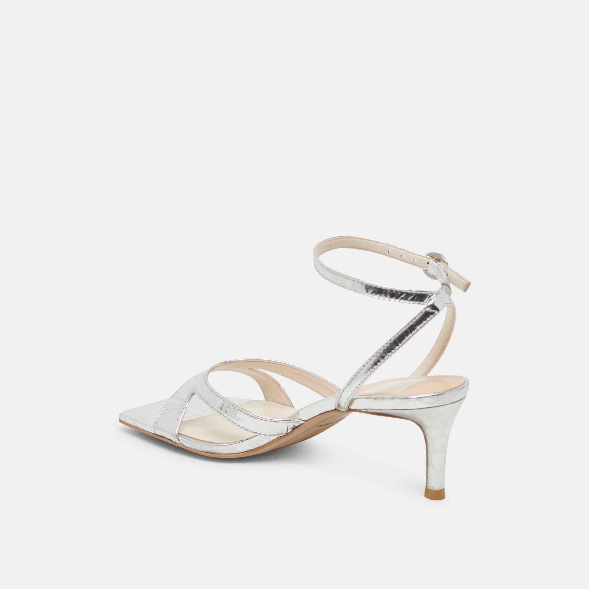BECKI Women's Silver Distressed Leather Heels - Stylish High Heel Pumps for Party, Wedding & Evening Events