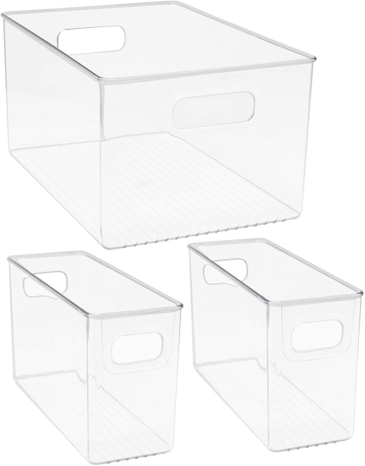 Sorbus 3-Piece Clear Plastic Storage Bins Set - Pantry Organizer Containers for Kitchen, Fridge, Food, Snacks, Fruits, Vegetables & Bathroom Supplies | Space-Saving Home & Office Organization Solution