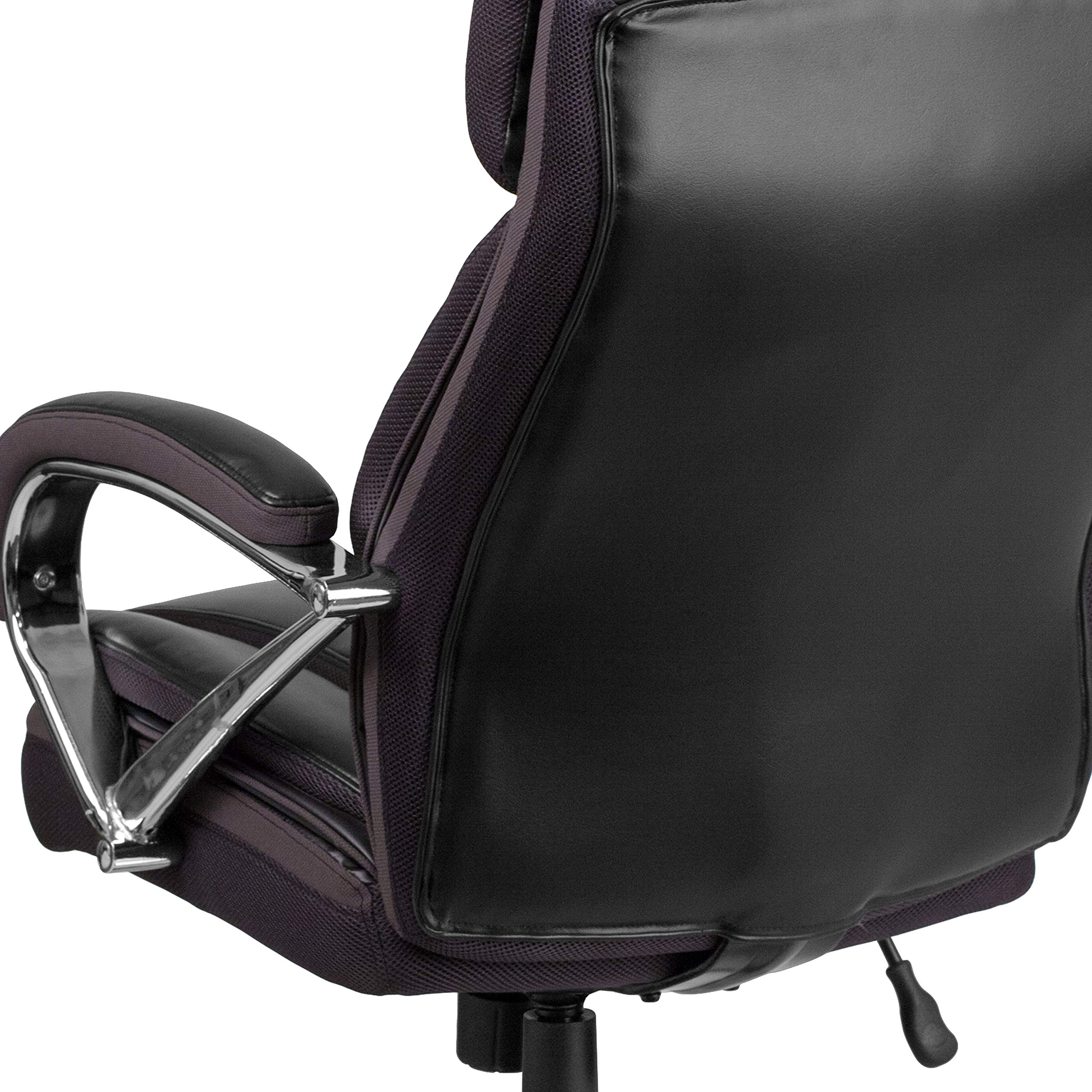 Flash Furniture HERCULES Series Big & Tall 500 lb. Capacity Black LeatherSoft Executive Swivel Ergonomic Office Chair with Extra Wide Seat - Premium Comfort for Home Office, Gaming, and Workspace (Heavy Duty Support)