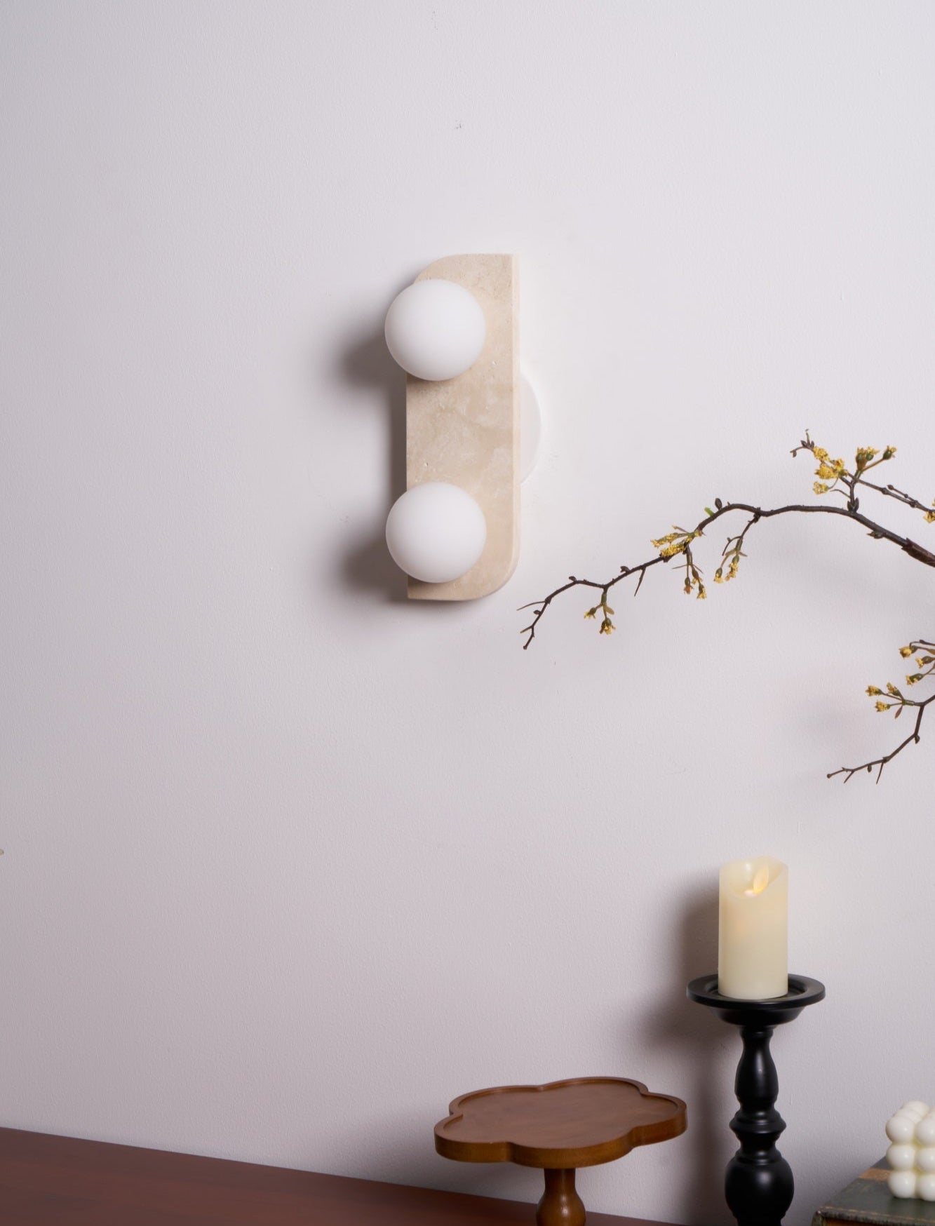 Elysian Travertine Wall Sconce - Modern LED Wall Light Fixture for Living Room, Bedroom, and Hallway Lighting