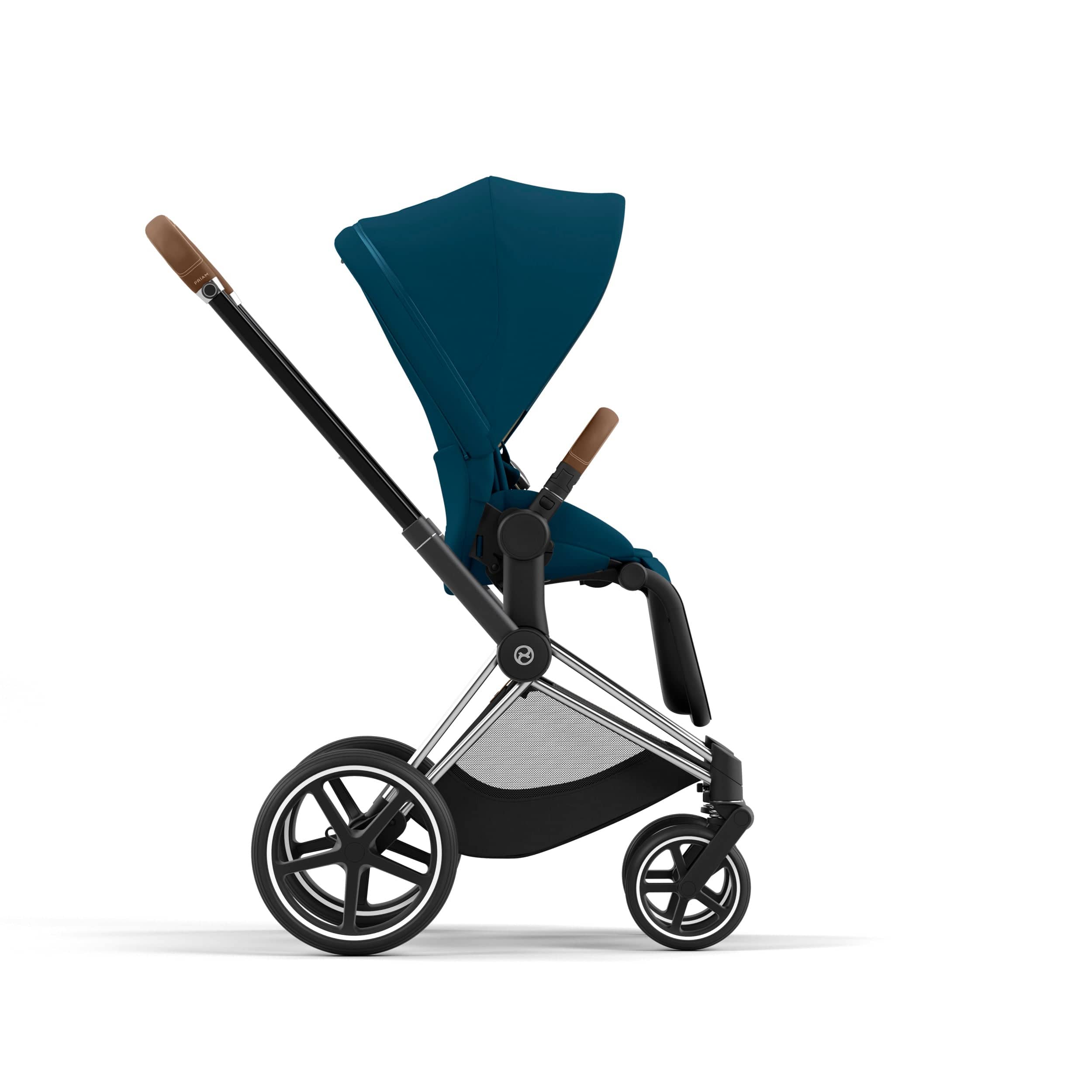 Cybex Priam 4 Complete Luxury Baby Stroller - Chrome/Brown - Premium Travel System for Newborns to Toddlers - Perfect for City Walks, Shopping & Family Outings