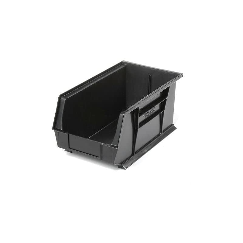 6-Pack Black Plastic Storage Bins - Hanging & Stackable Organizer Containers for Tools, Toys, School, Office, Hospital - 8.25