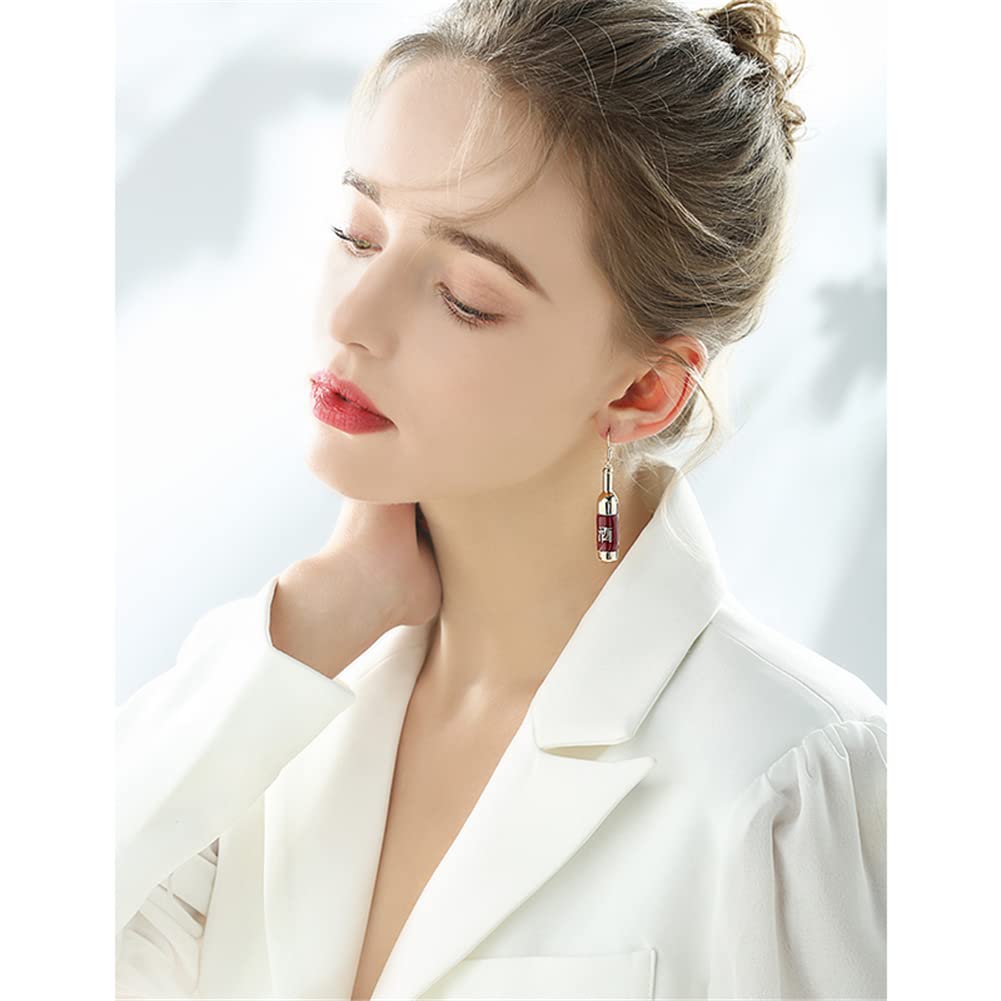 Handmade Alloy Asymmetric Red Wine Glass Earrings for Women - Unique Creative Jewelry Gift for Wine Lovers, Party & Evening Wear