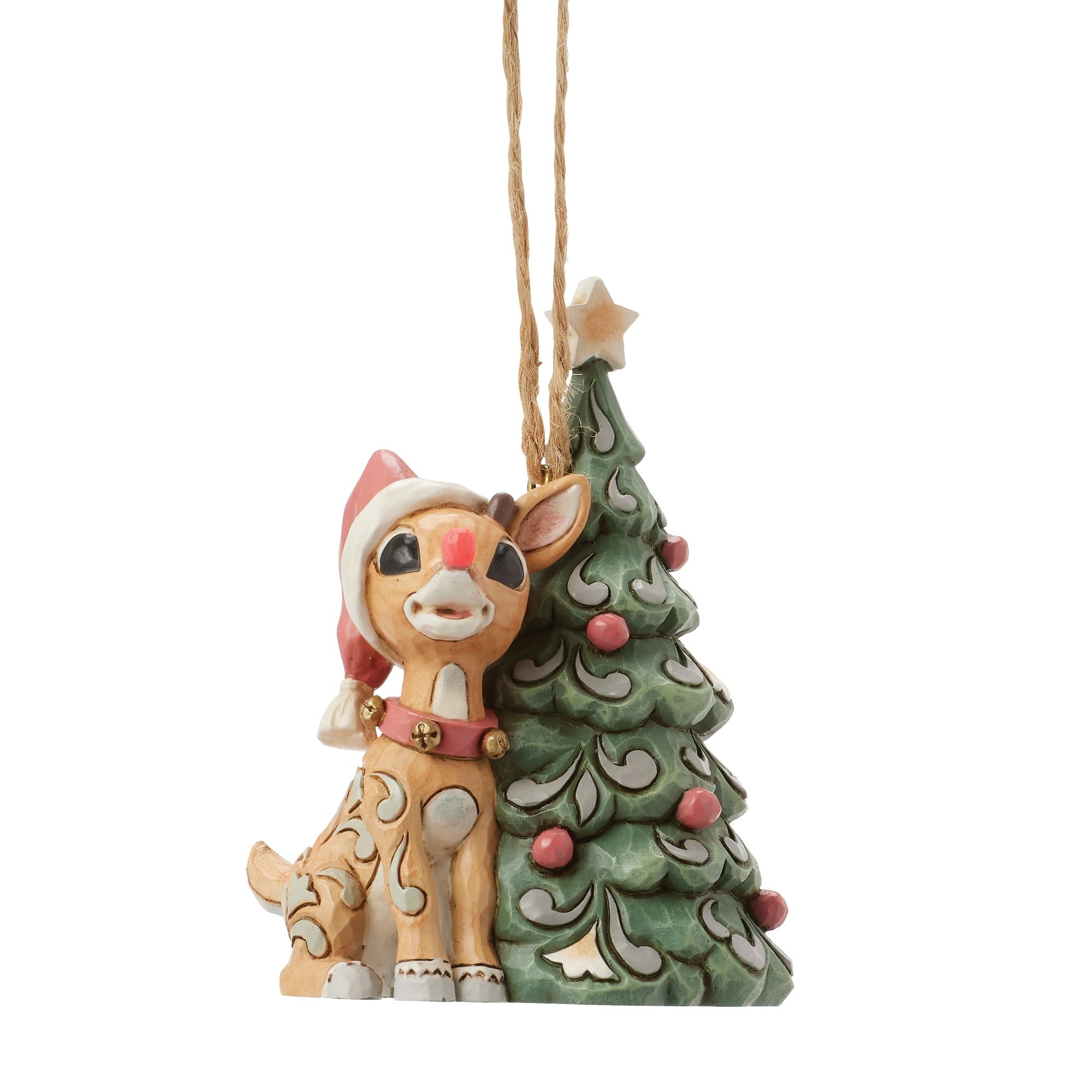 Woodland Rudolph with Tree Handmade Ornament - Christmas Decor for Tree, Gift, and Holiday Home Decoration