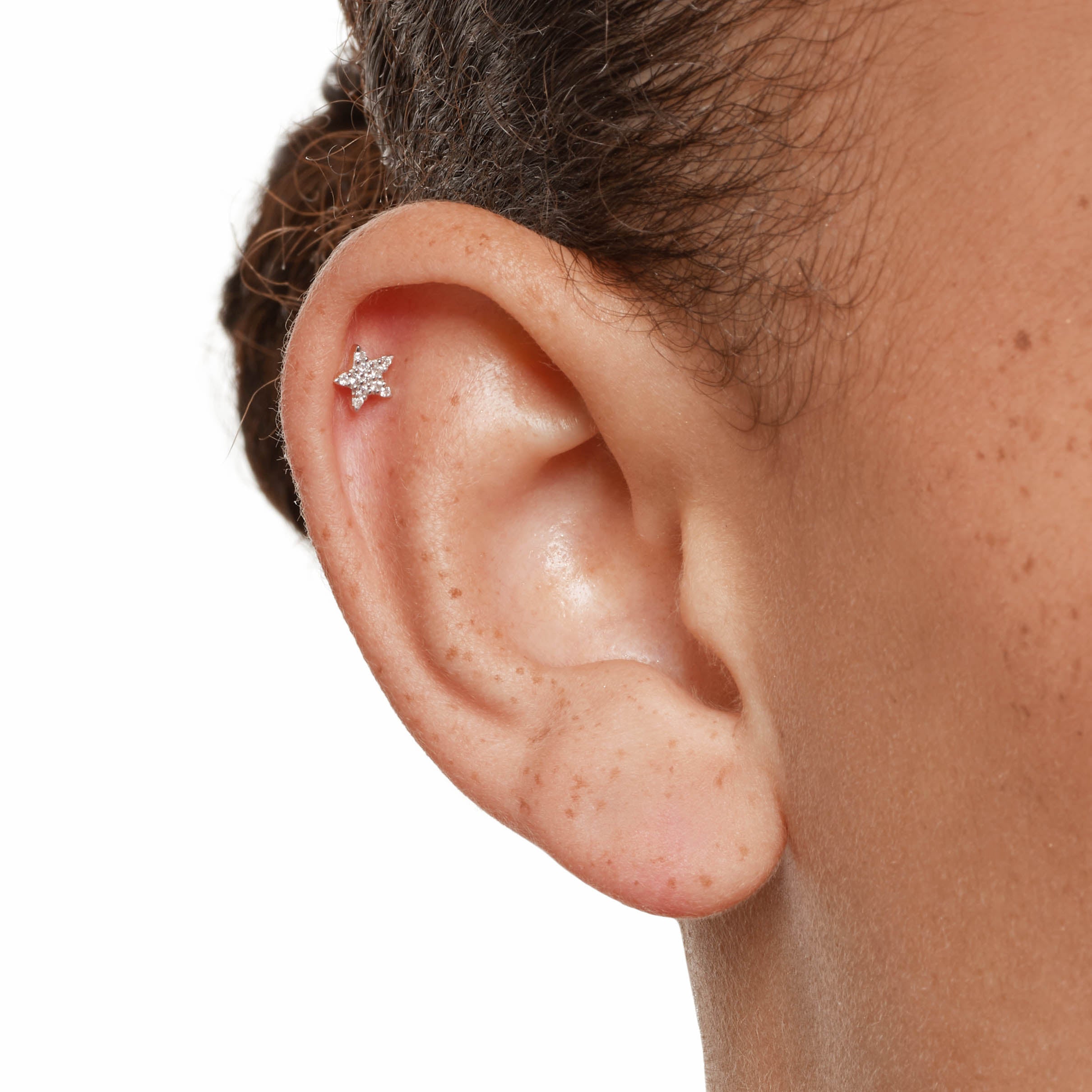 10k Gold Diamond Star Helix Single Stud Earring - Perfect for Everyday Wear, Parties & Special Occasions