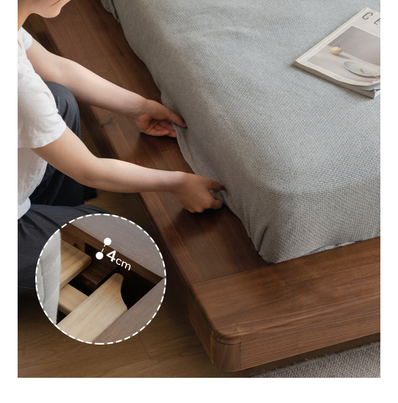 Premium Black Walnut Solid Wood Leather Upholstered Floating Bed Frame - Modern Platform Bed for Bedroom, Guest Room, or Master Suite