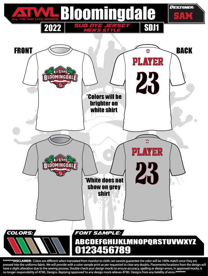 2022 Bloomingdale All Stars Men's Basketball Jerseys - Breathable & Lightweight for Game Day & Fan Support - Perfect for NBA, Streetball & Team Events