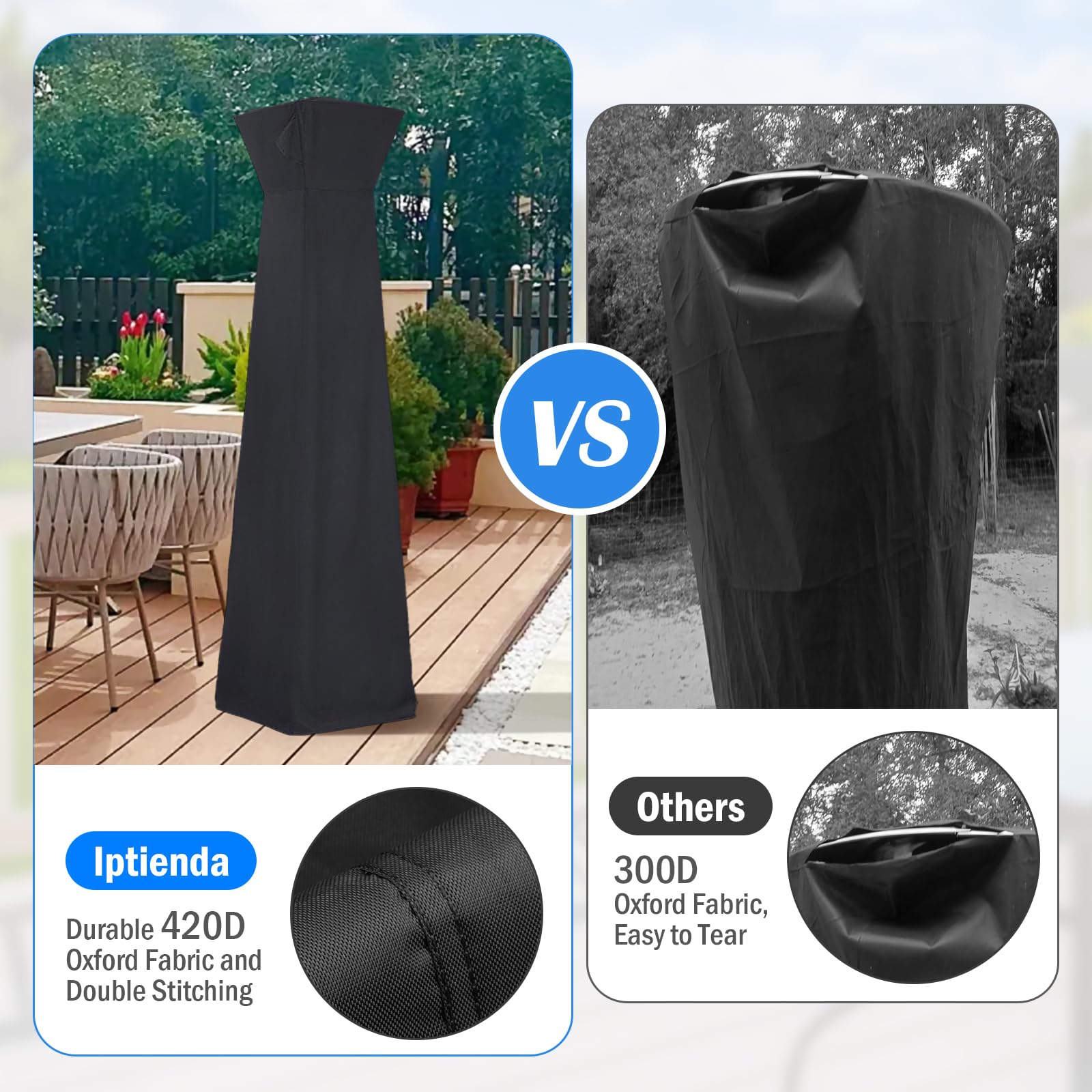 Waterproof Square Patio Heater Cover with Zipper - 87