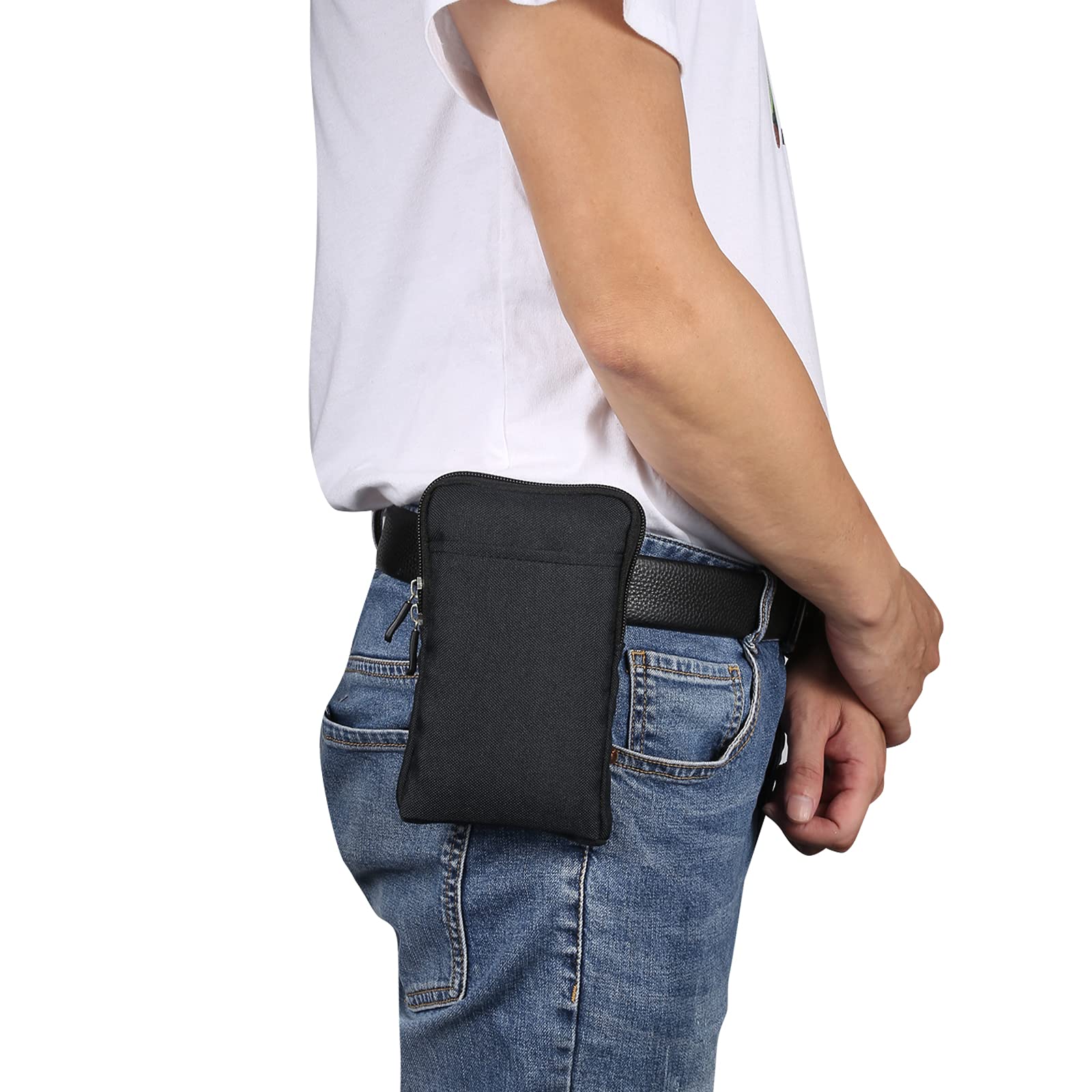 Men's Black Crossbody Shoulder Bag & Waist Pouch - 7.2