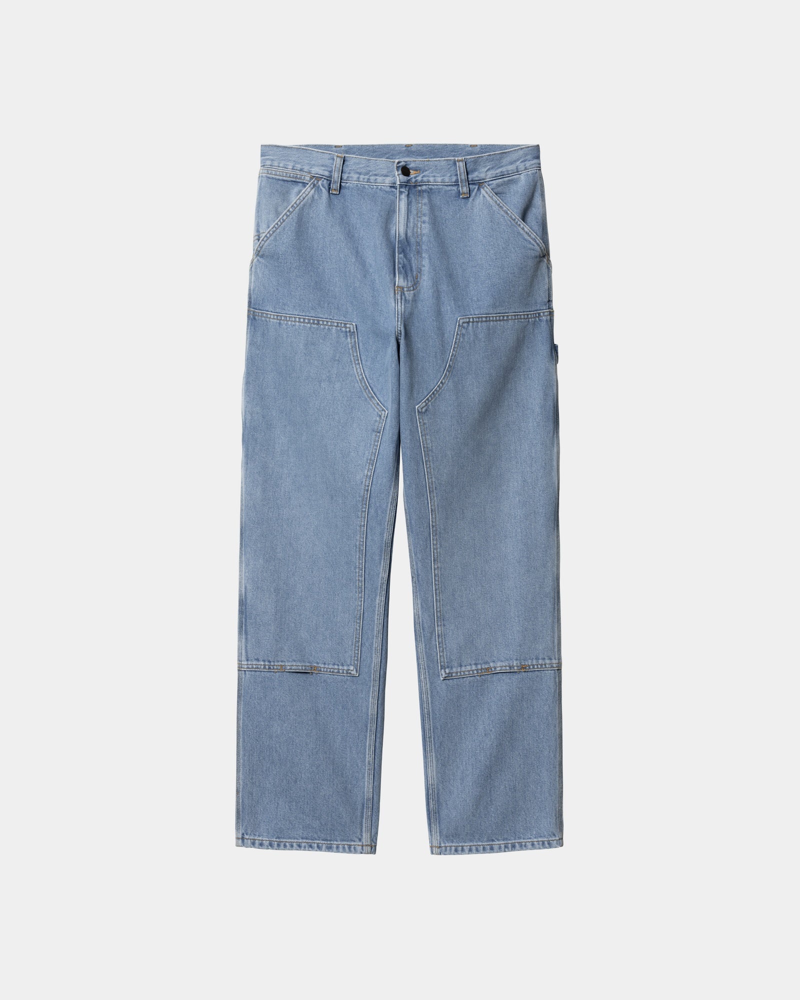 Double Knee Work Pants - Durable Denim Jeans in Stone Bleached Blue | Heavy Duty Workwear for Construction, Carpentry & Outdoor Activities