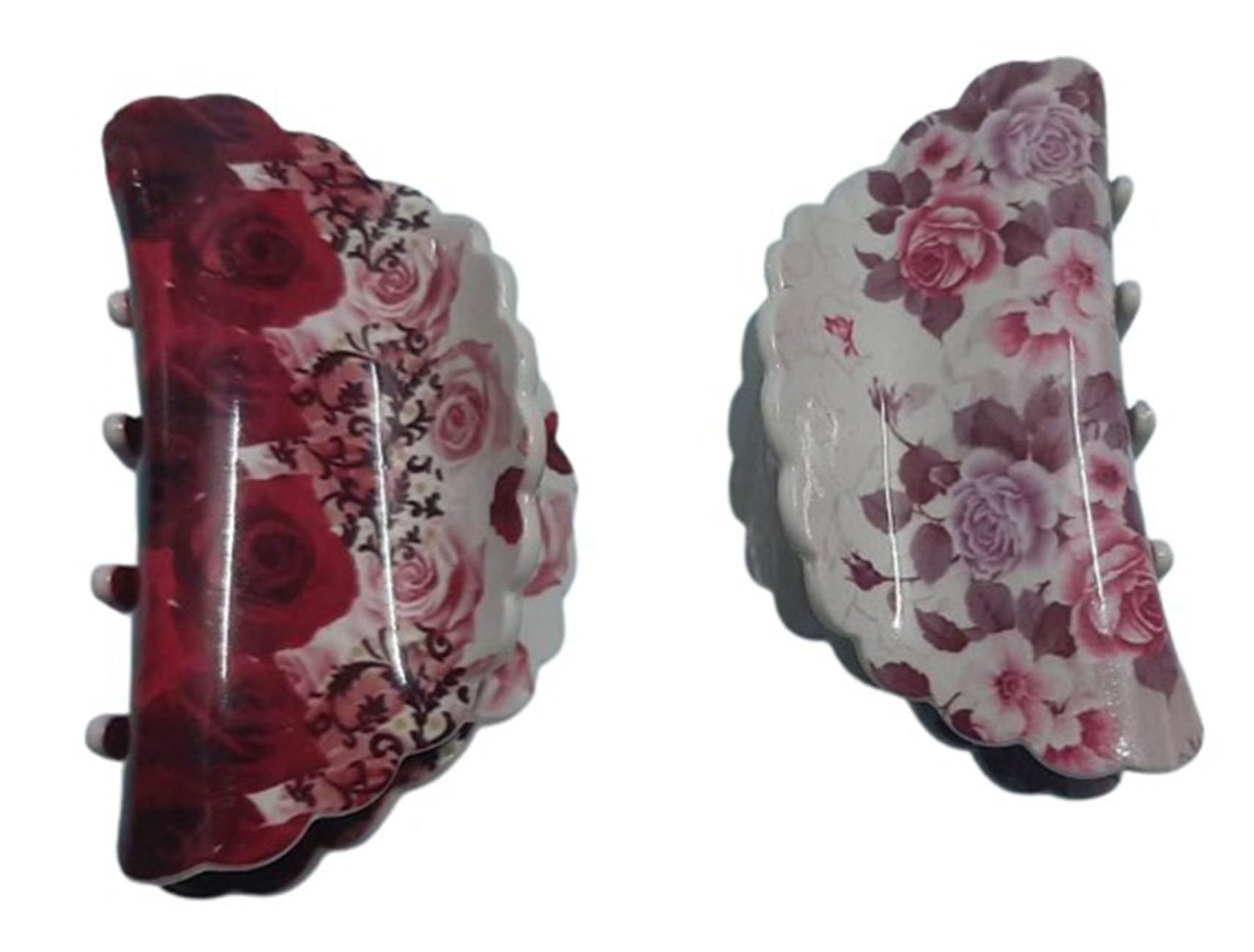 Long Hair Clips for Women and Girls - 2 Pack Hair Clutchers in White, Red & Multicolor | Perfect for School, Work, Parties and Everyday Hairstyles