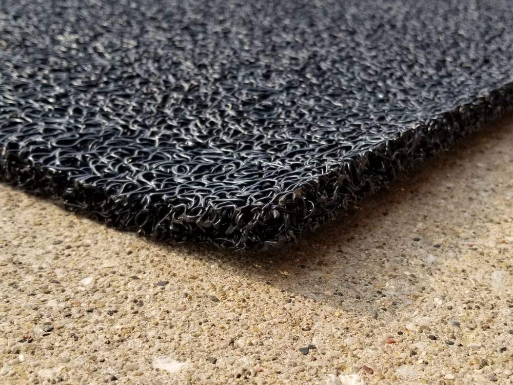 **VinLoop Vinyl Pool Mat 3x9 Feet - Non-Slip Bathroom, Locker Room & Shower Floor Mat - Water Drainage Spaghetti Design - Comfortable Looped Texture (Black) - Perfect for Gym, Spa & Poolside Use**