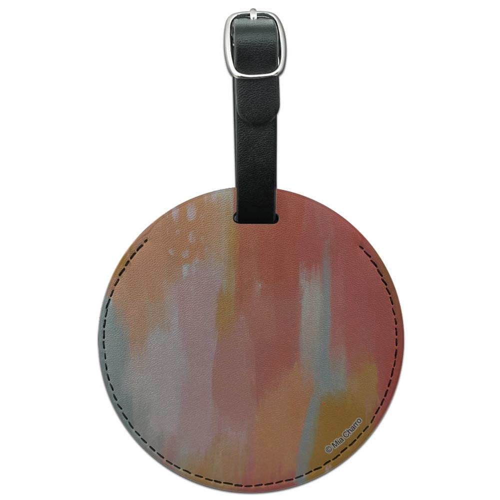 Pink Sky Watercolor Round Leather Luggage Tag - Personalized Suitcase ID Tag for Travel Bags, Carry-On & Checked Luggage - Perfect for Vacation, Business Trips & Airplane Travel Accessories