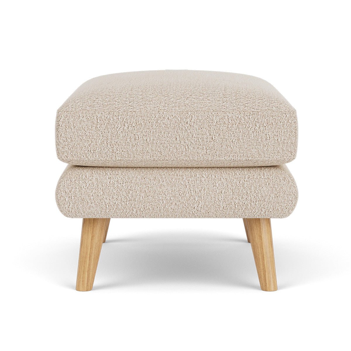 George Boucle Ottoman Stool - Round Tufted Footrest Pouf with Wooden Legs, Perfect for Living Room, Bedroom, or Nursery Decor
