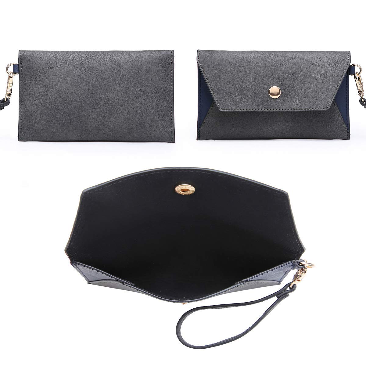 Dasein Women's Two-Tone Leather Handbag - Top Handle Shoulder Bag Tote Hobo Purse with Matching Clutch for Work, Travel & Everyday Use