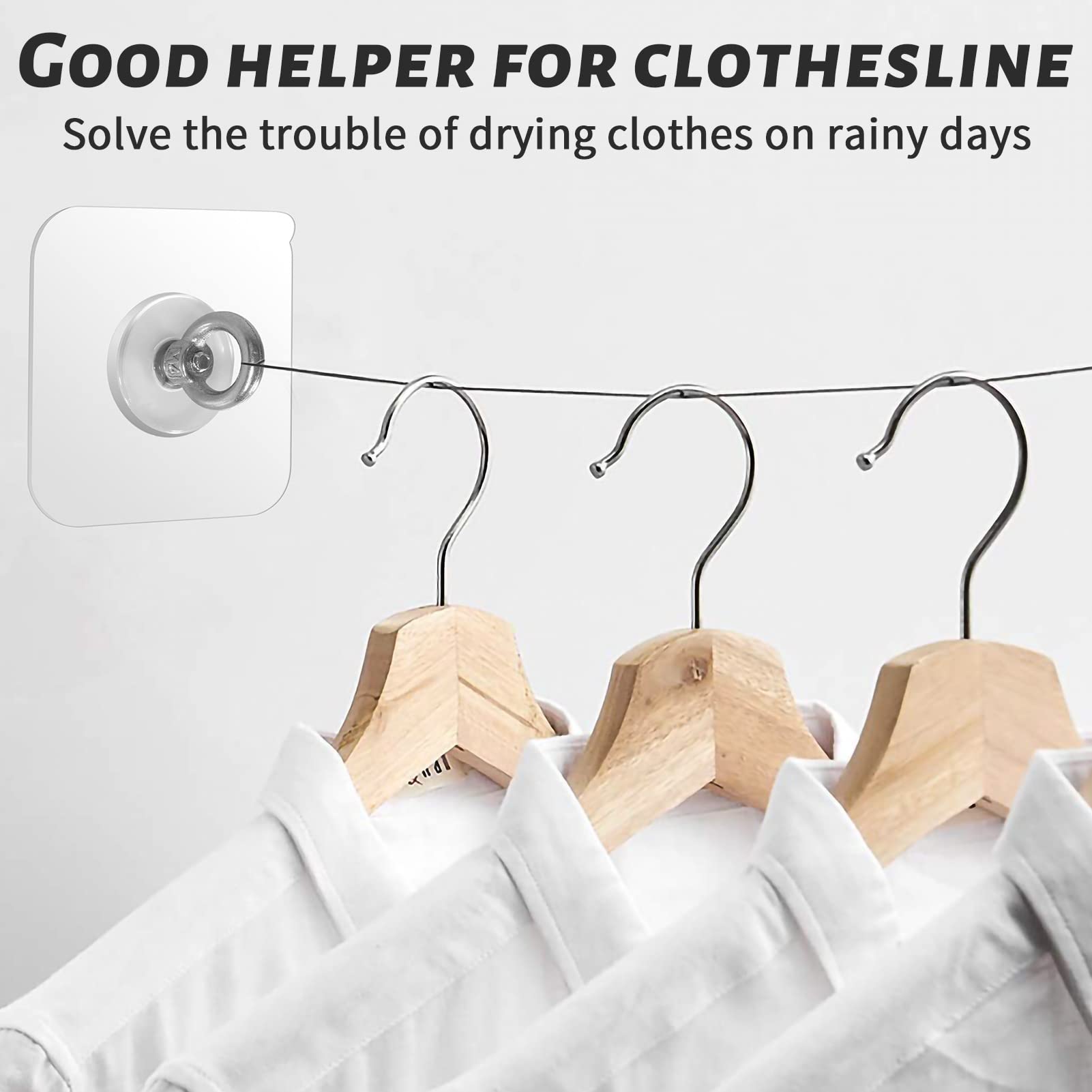 Stainless Steel Ceiling Hooks - 4 Pack Waterproof Nail-Free Adhesive Wall Hooks for Hanging Plants, Wind Chimes, Decorations - Indoor & Outdoor Use in Kitchen, Bathroom, Garden, Patio