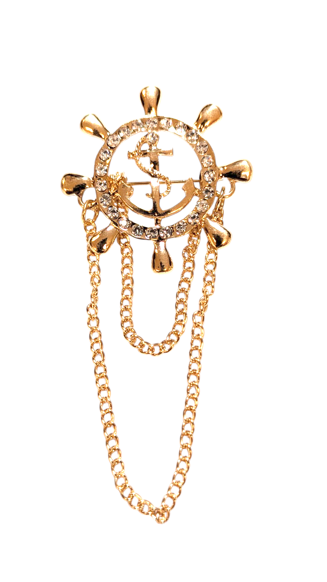 Vintage Golden Anchor Lapel Pin Brooch - DPLPHBA2 by Dupsie, Elegant Antique Style Jewelry for Women, Perfect for Blazers, Coats, and Formal Occasions