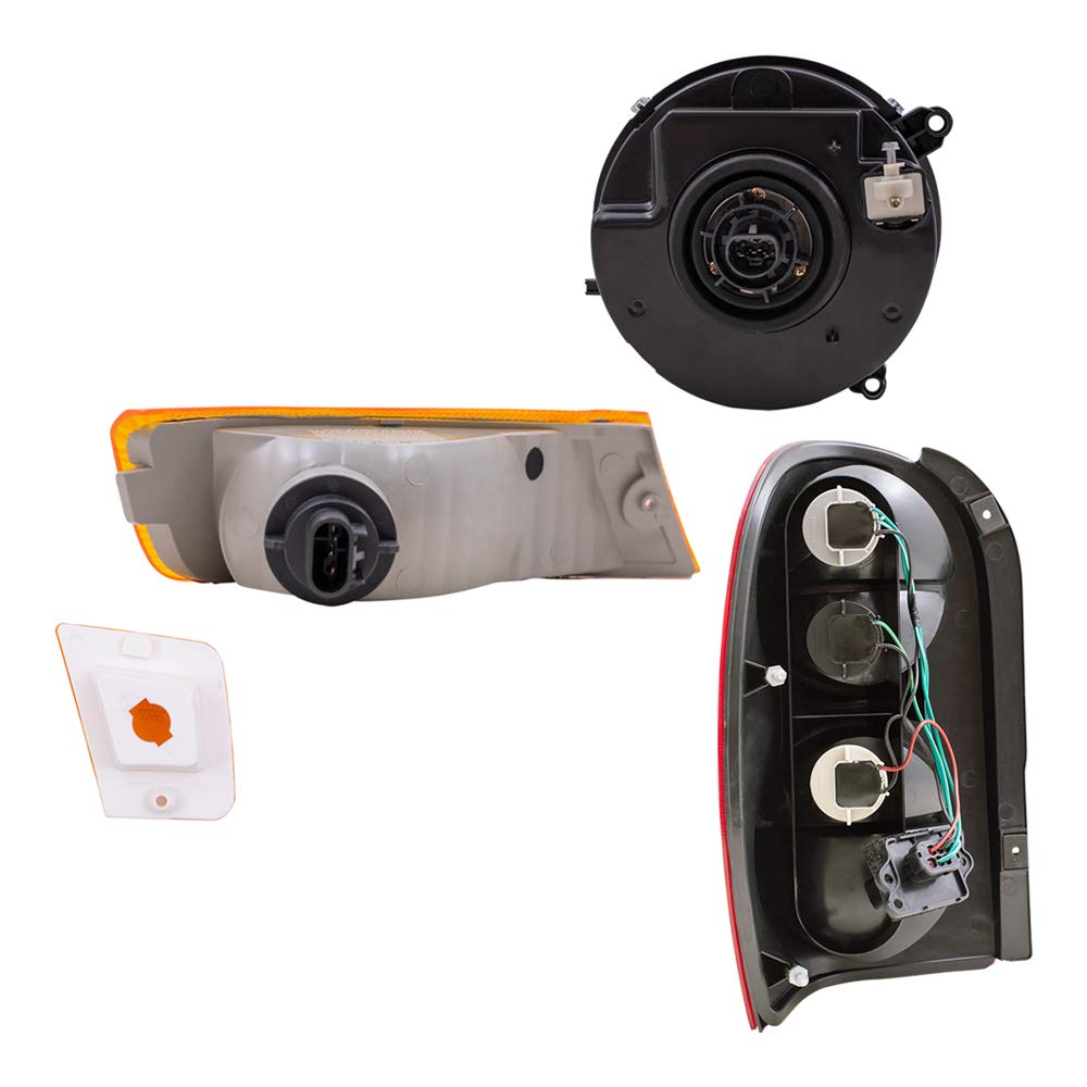 Brock Replacement Headlights, Parking Signal Lights & Tail Lights Set Compatible with 2005-2007 Jeep Liberty - Perfect for Night Driving & Enhanced Vehicle Safety